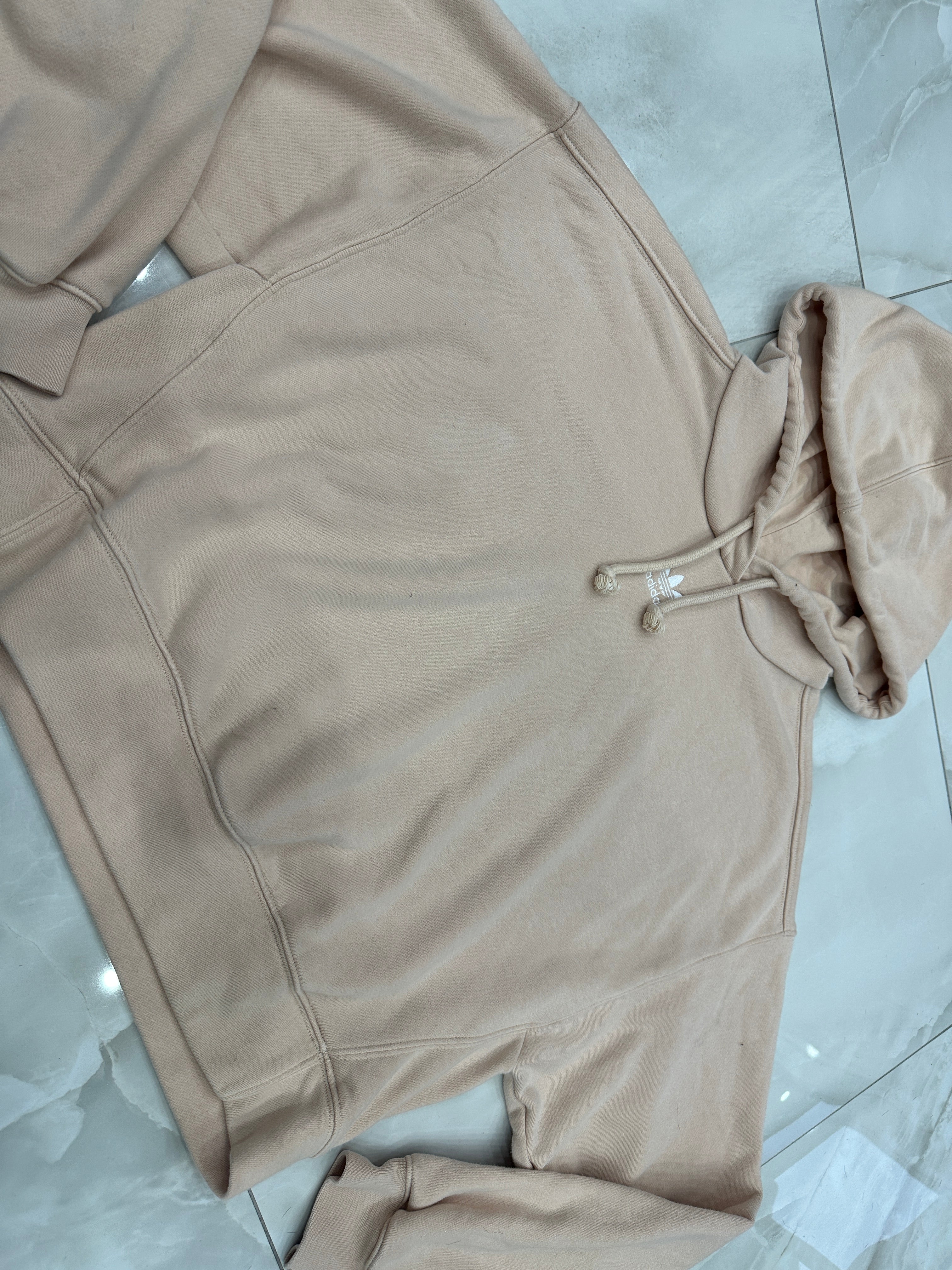 Felpa vintage cipria con cappuccio crop