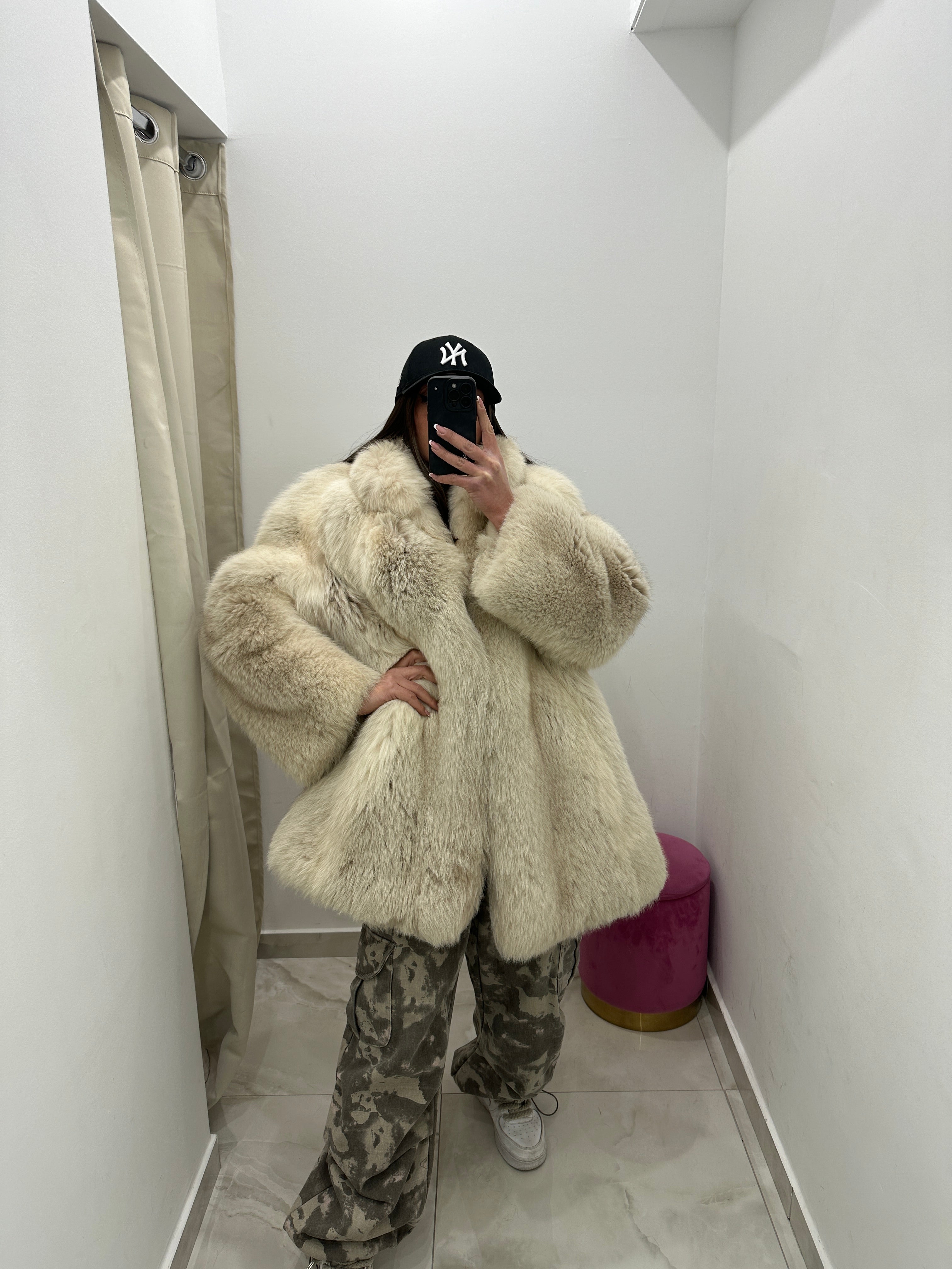 Pelliccia vera vintage volpe bianca