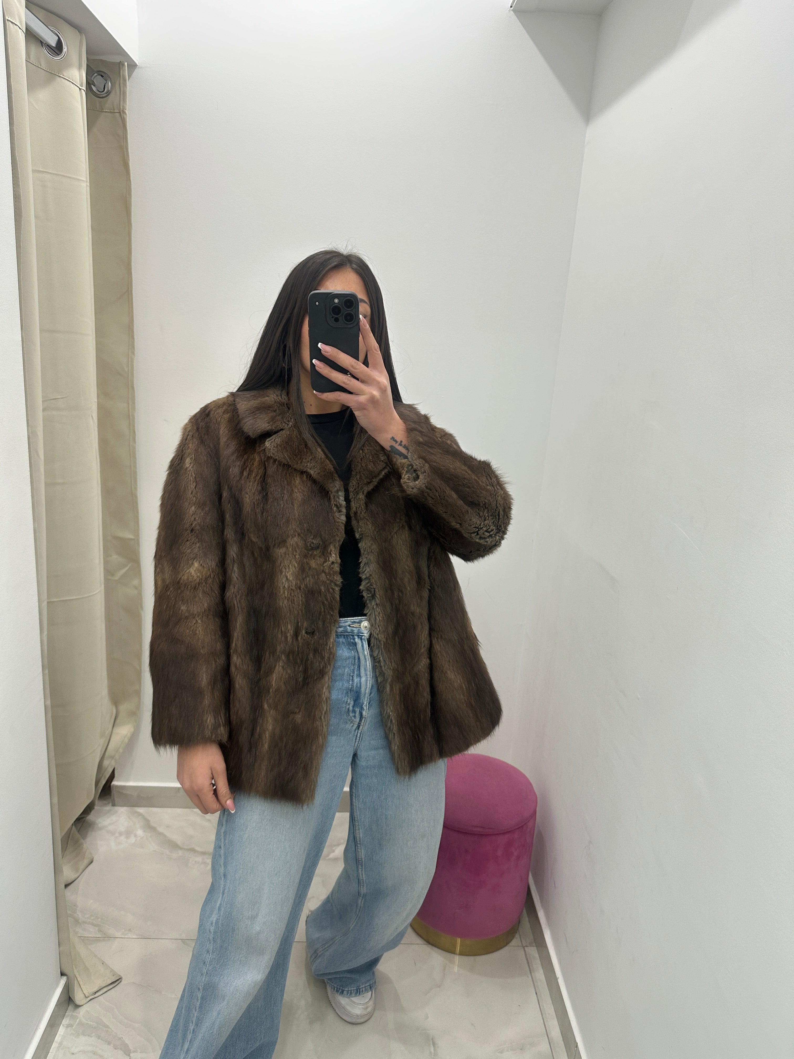 Pelliccia vera vintage marrone