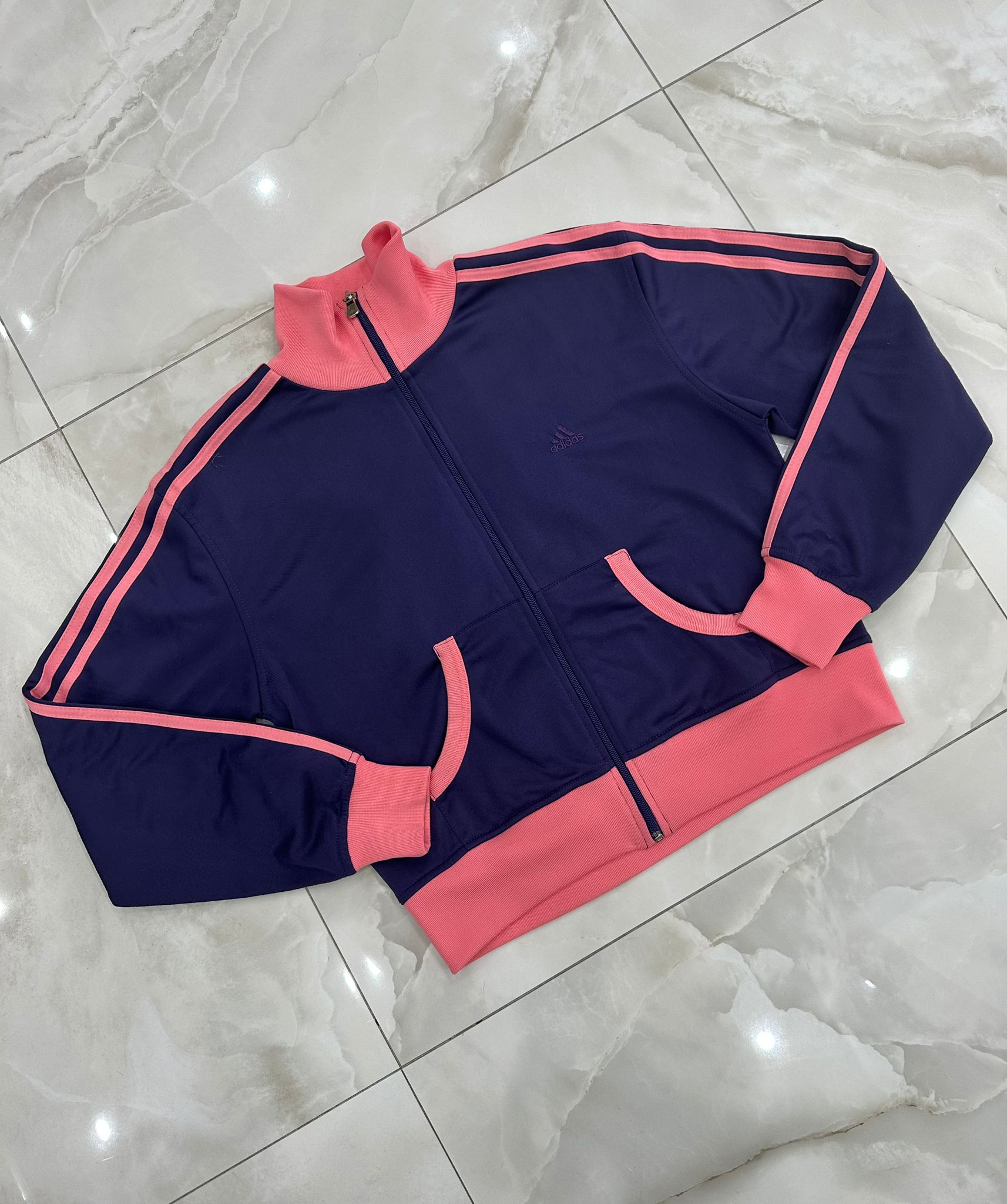 Felpa vintage viola e rosa con zip