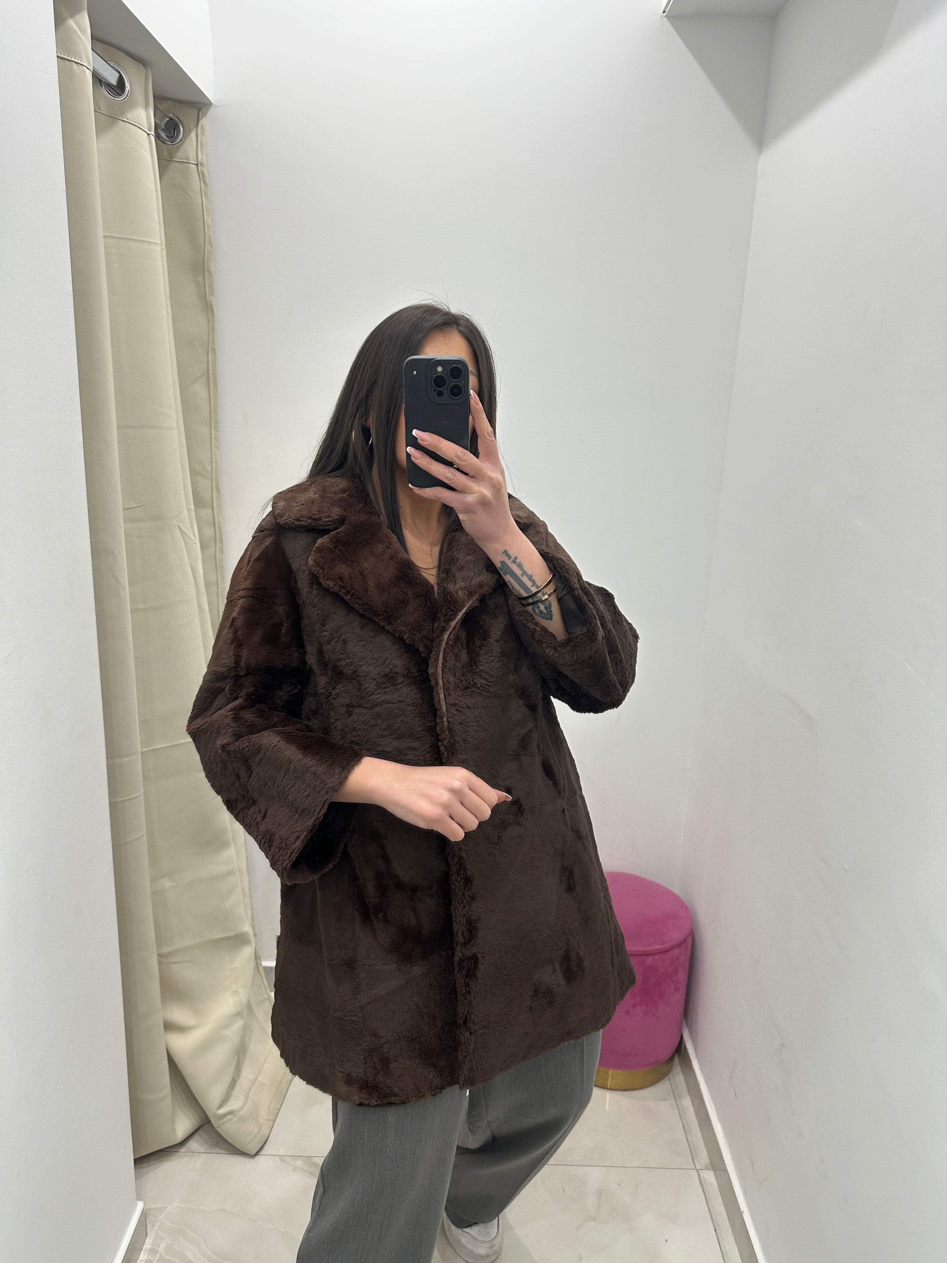 Pelliccia vera vintage in promo marrone scuro