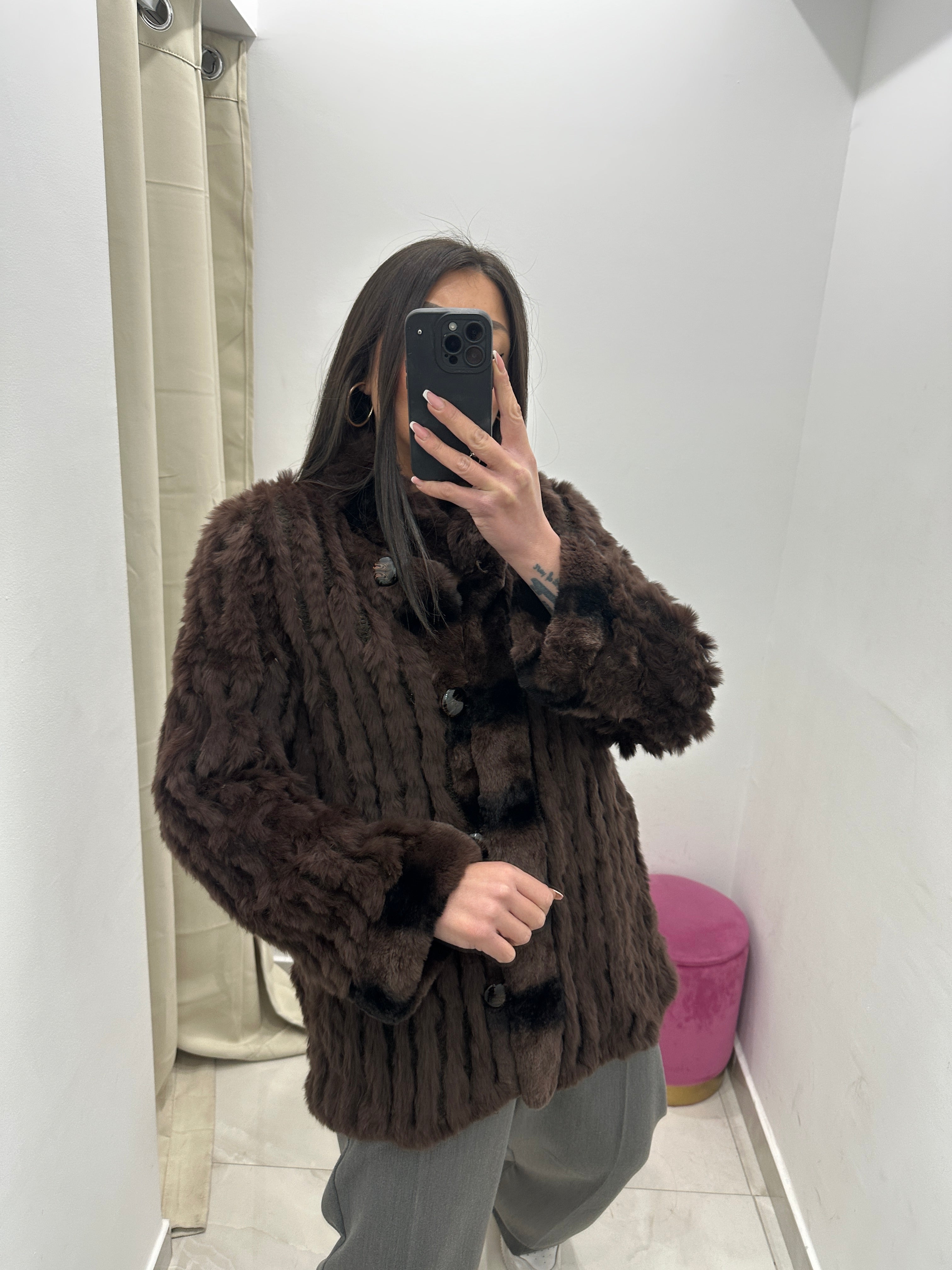 Pelliccia vera vintage in promo marrone