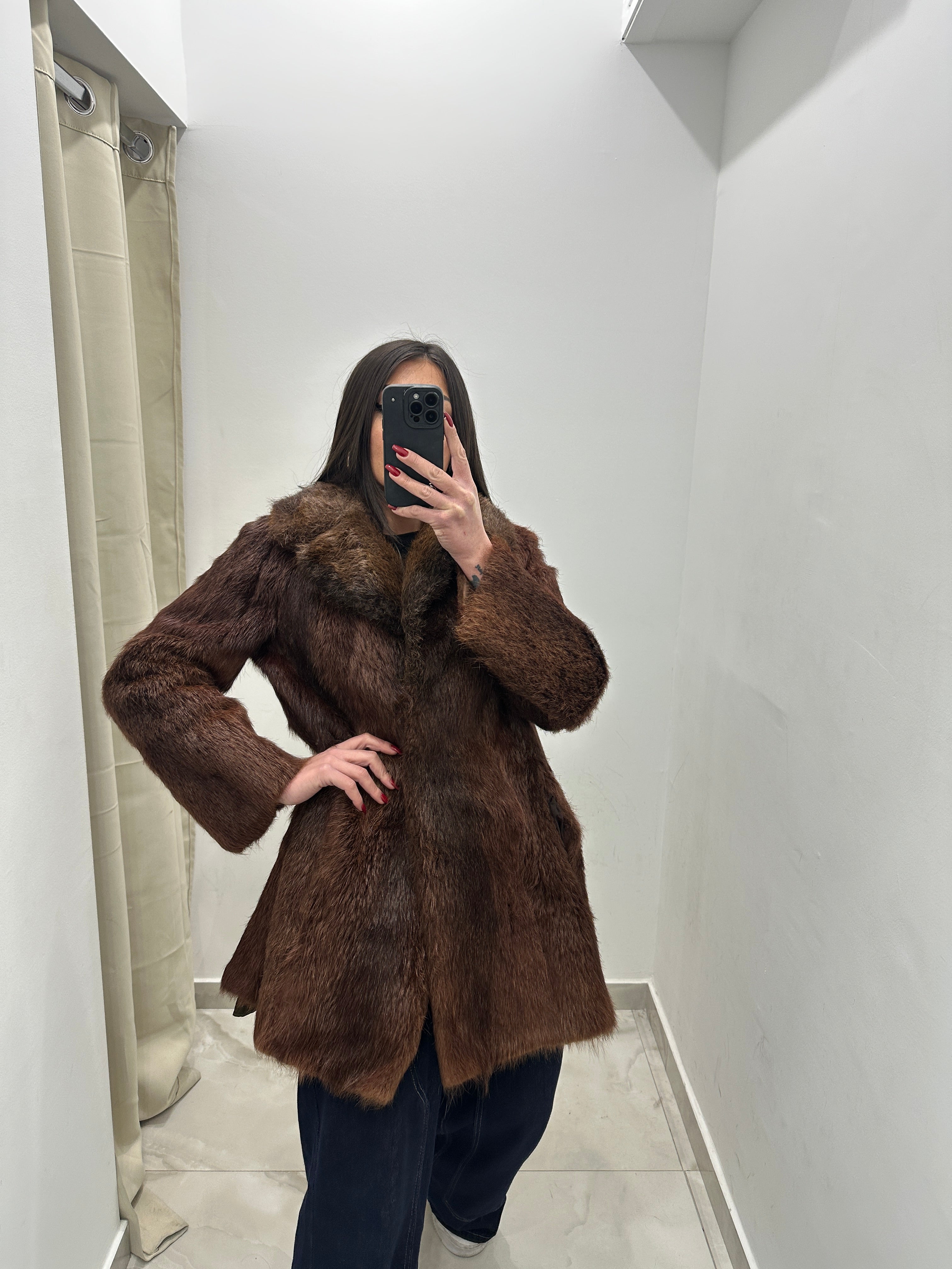 Pelliccia vera vintage marrone