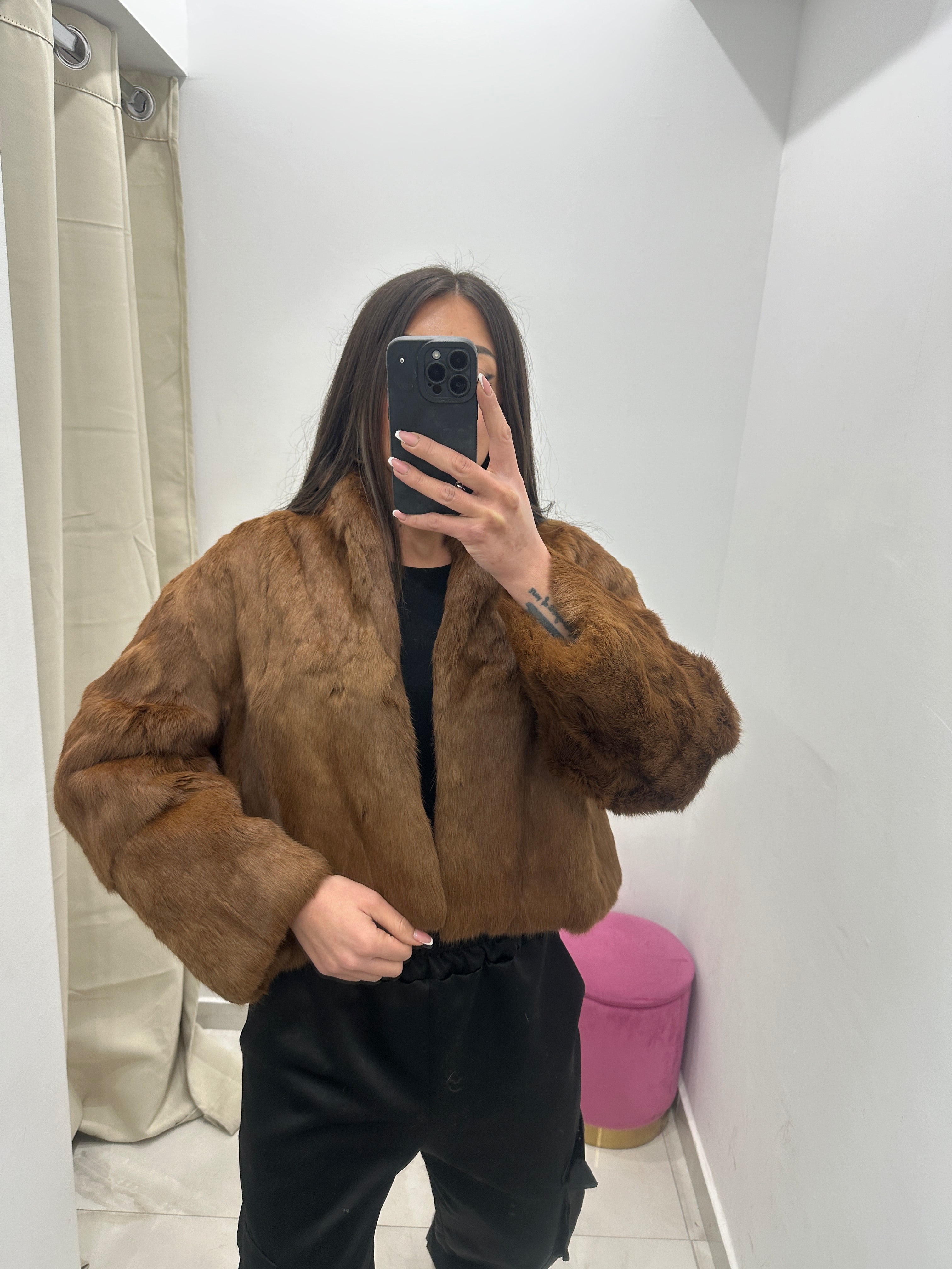 Pelliccia vera vintage miele