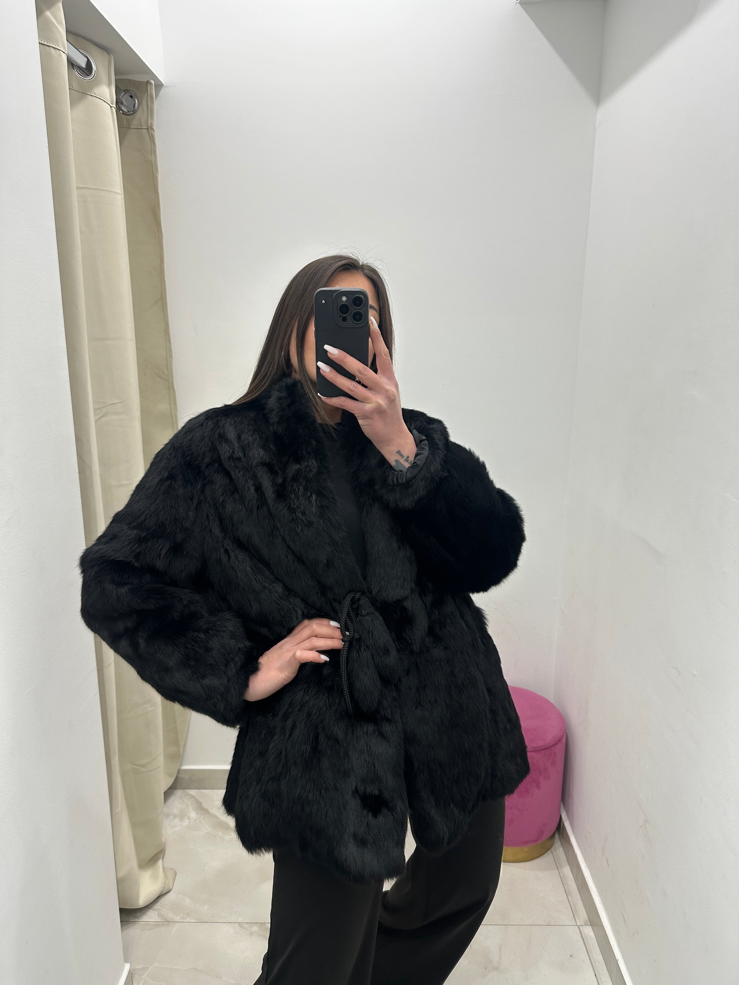 Pelliccia vera vintage nera