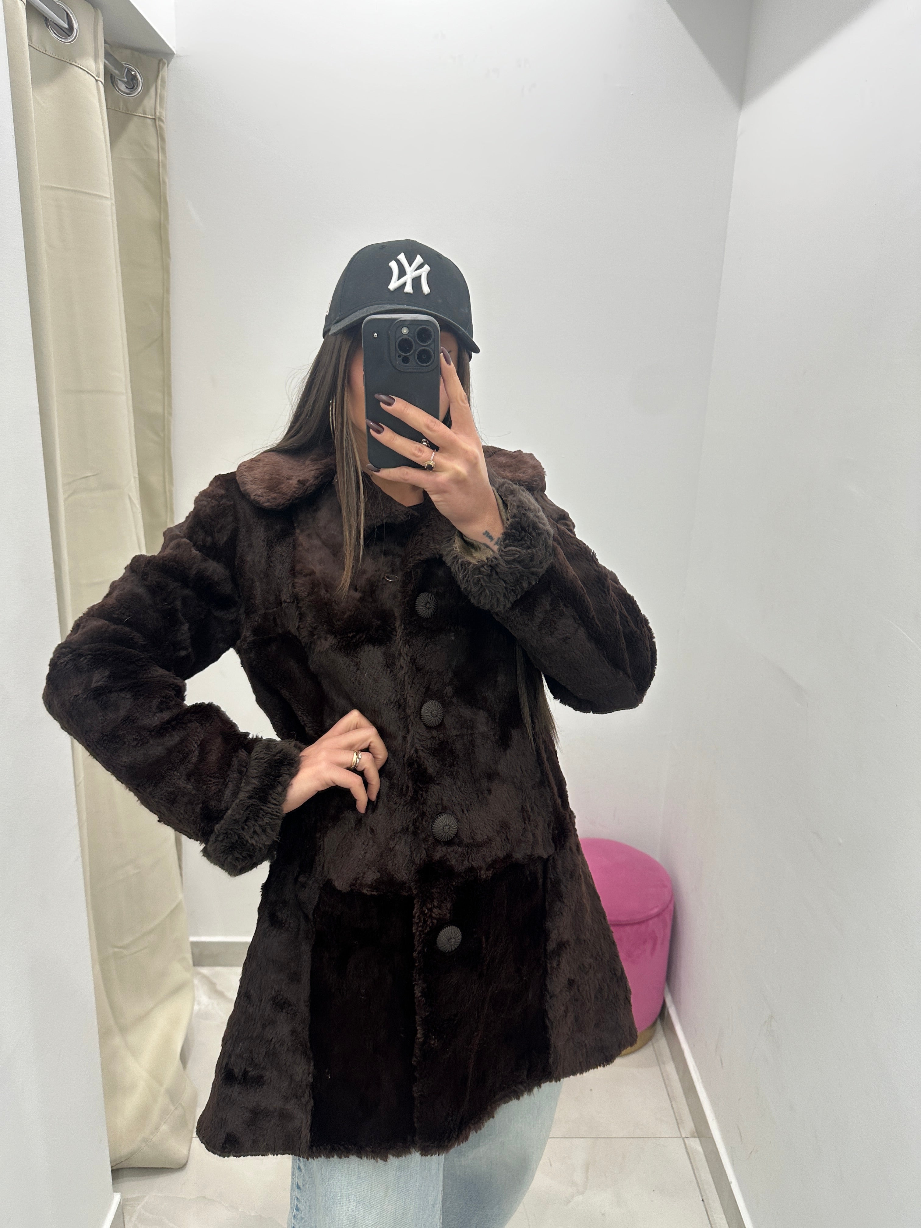 Pelliccia vera vintage marrone scuro