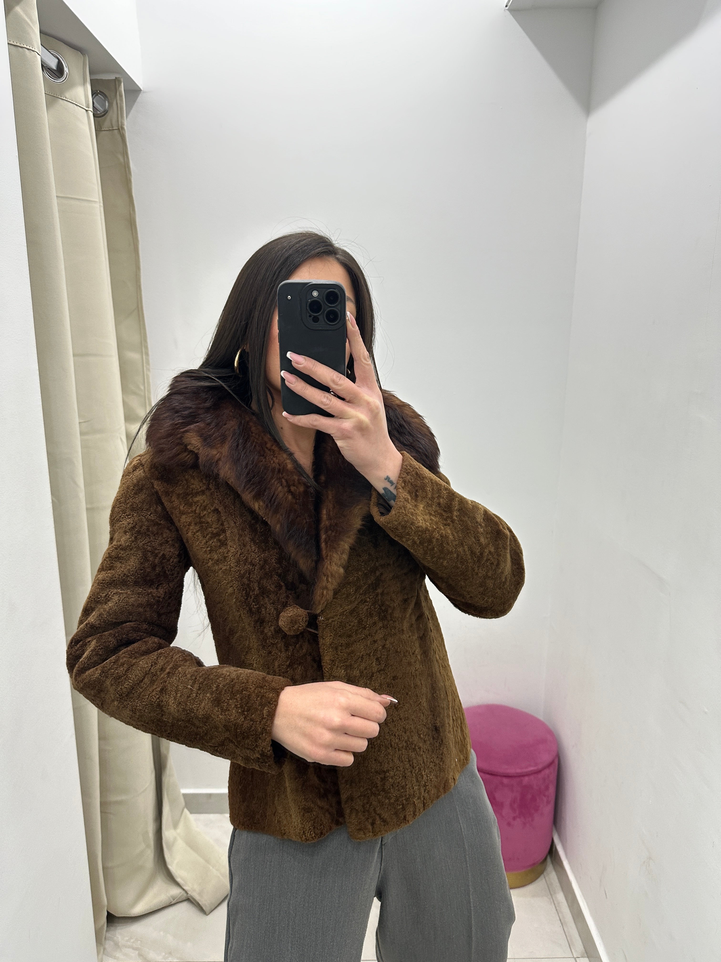 Pelliccia vera vintage in promo marrone