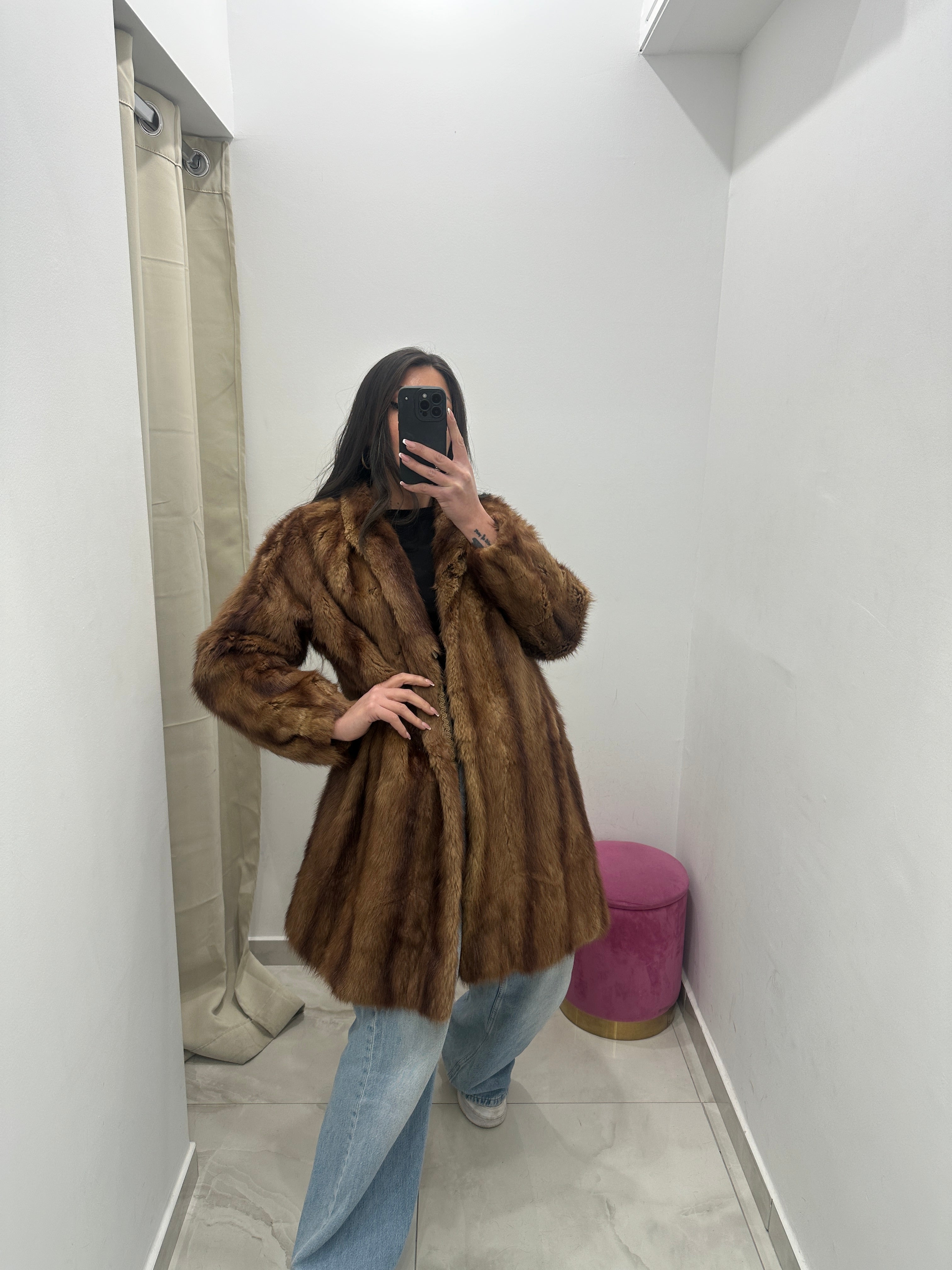 Pelliccia vera vintage miele