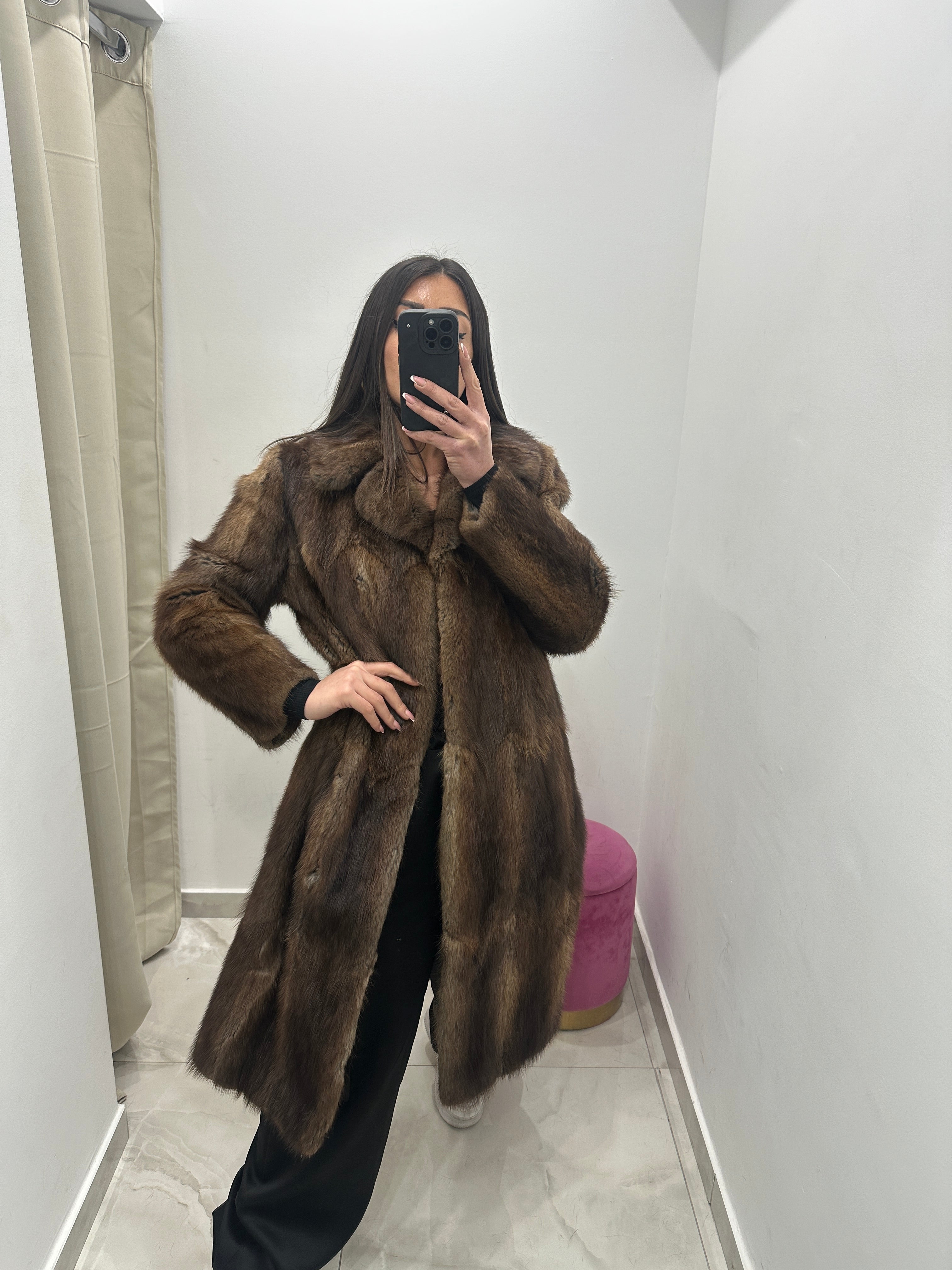 Pelliccia vera vintage miele scuro