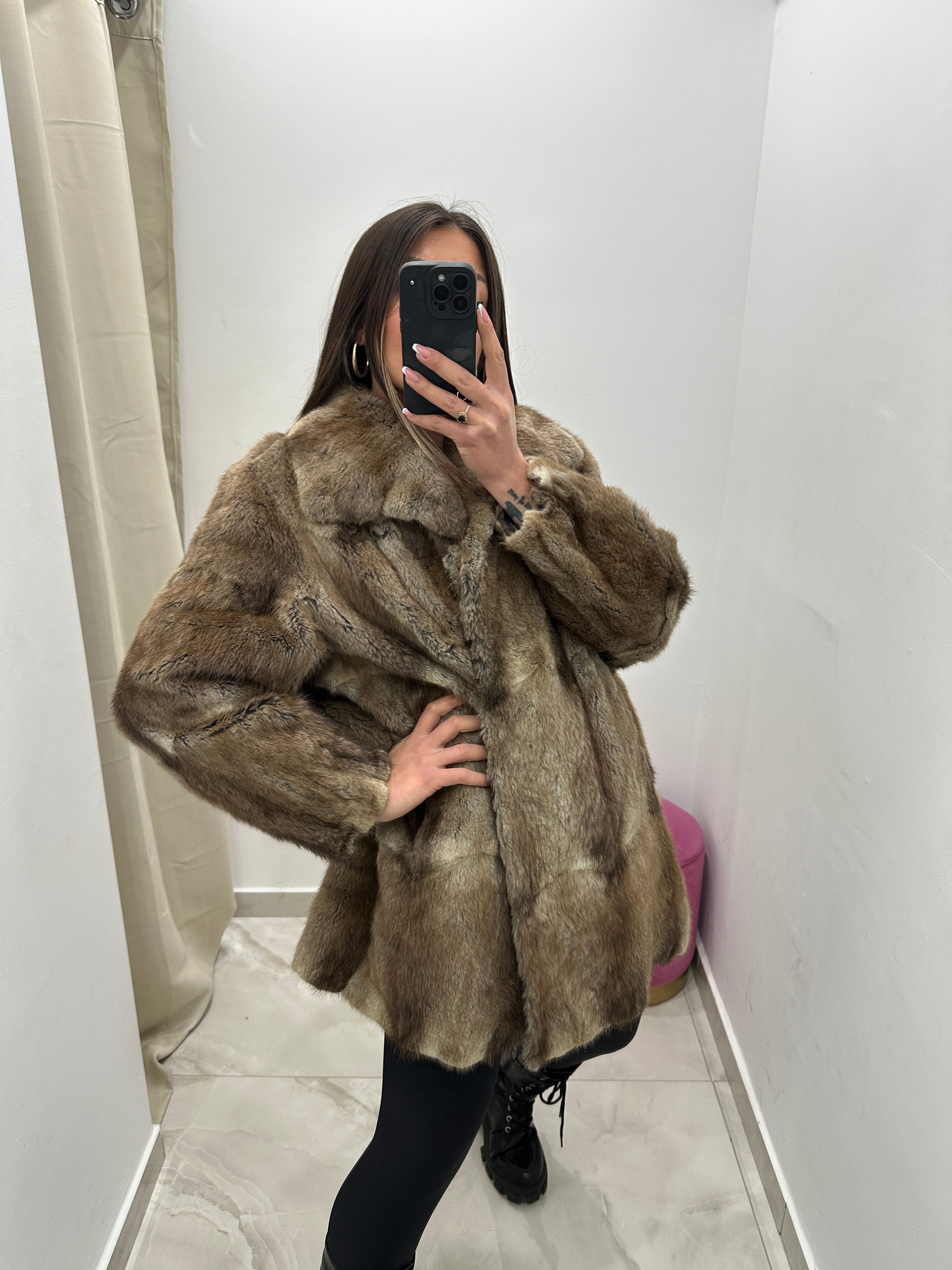 Pelliccia vera vintage beige sfumato