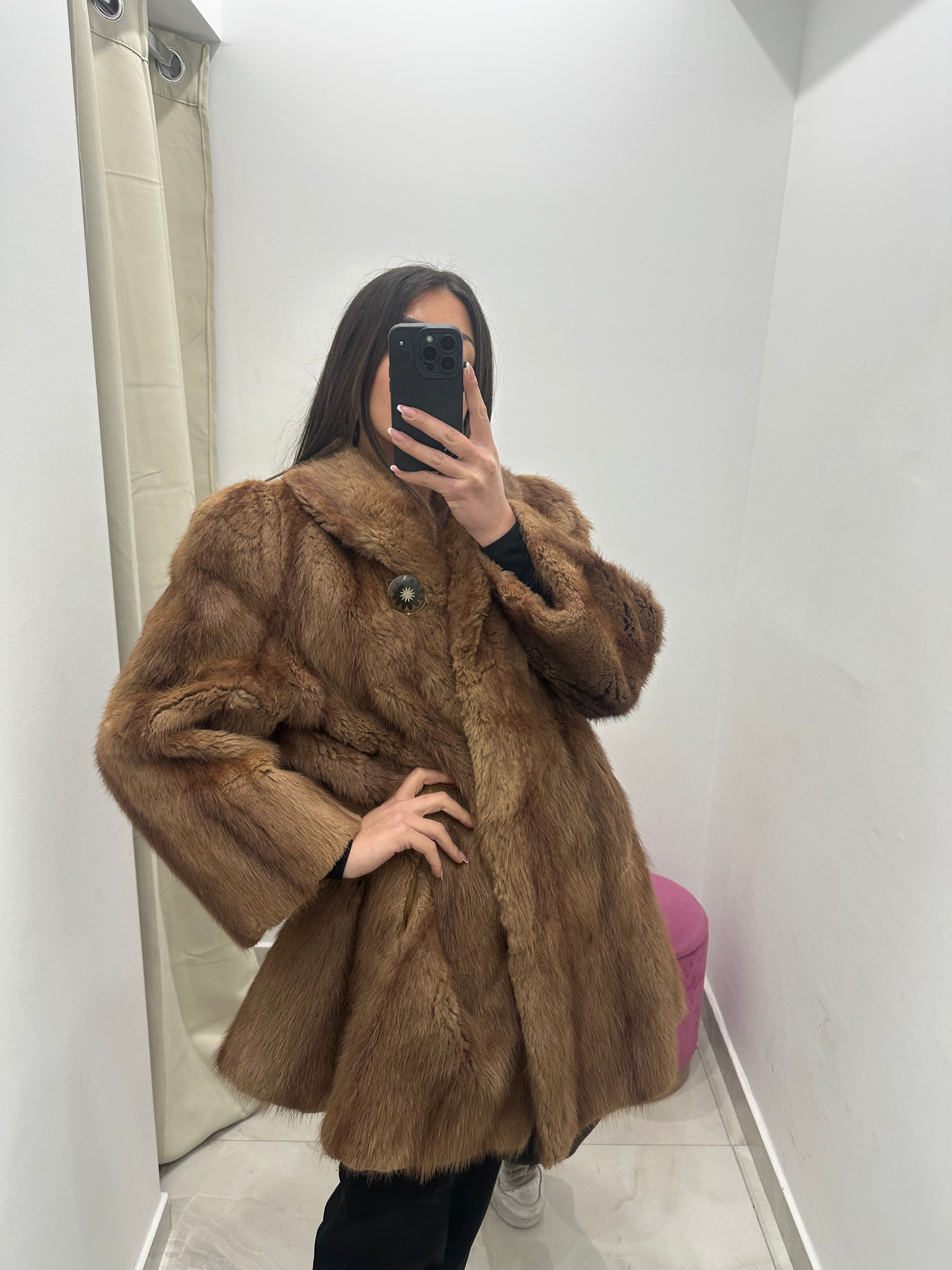 Pelliccia vera vintage miele