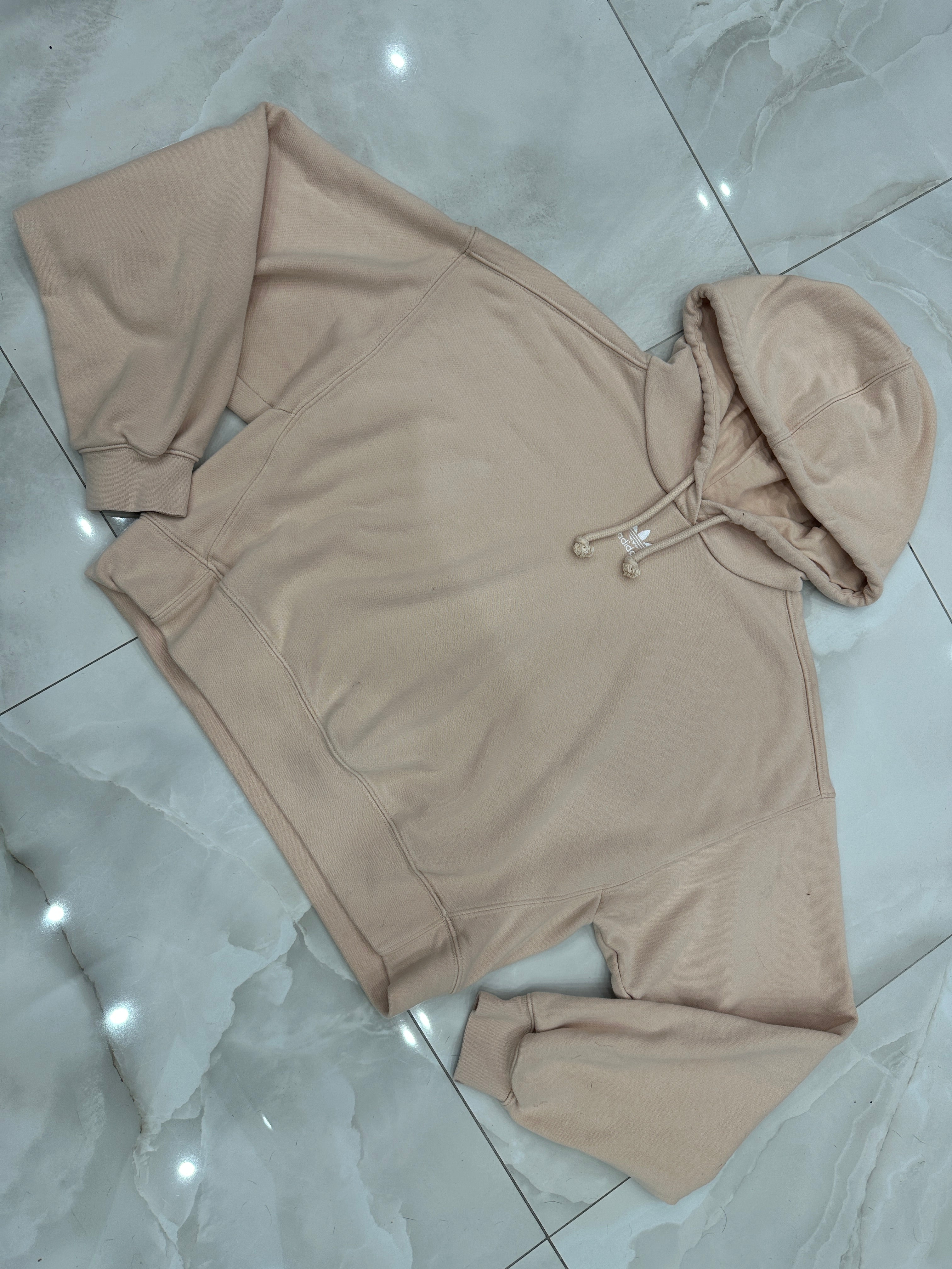 Felpa vintage cipria con cappuccio crop