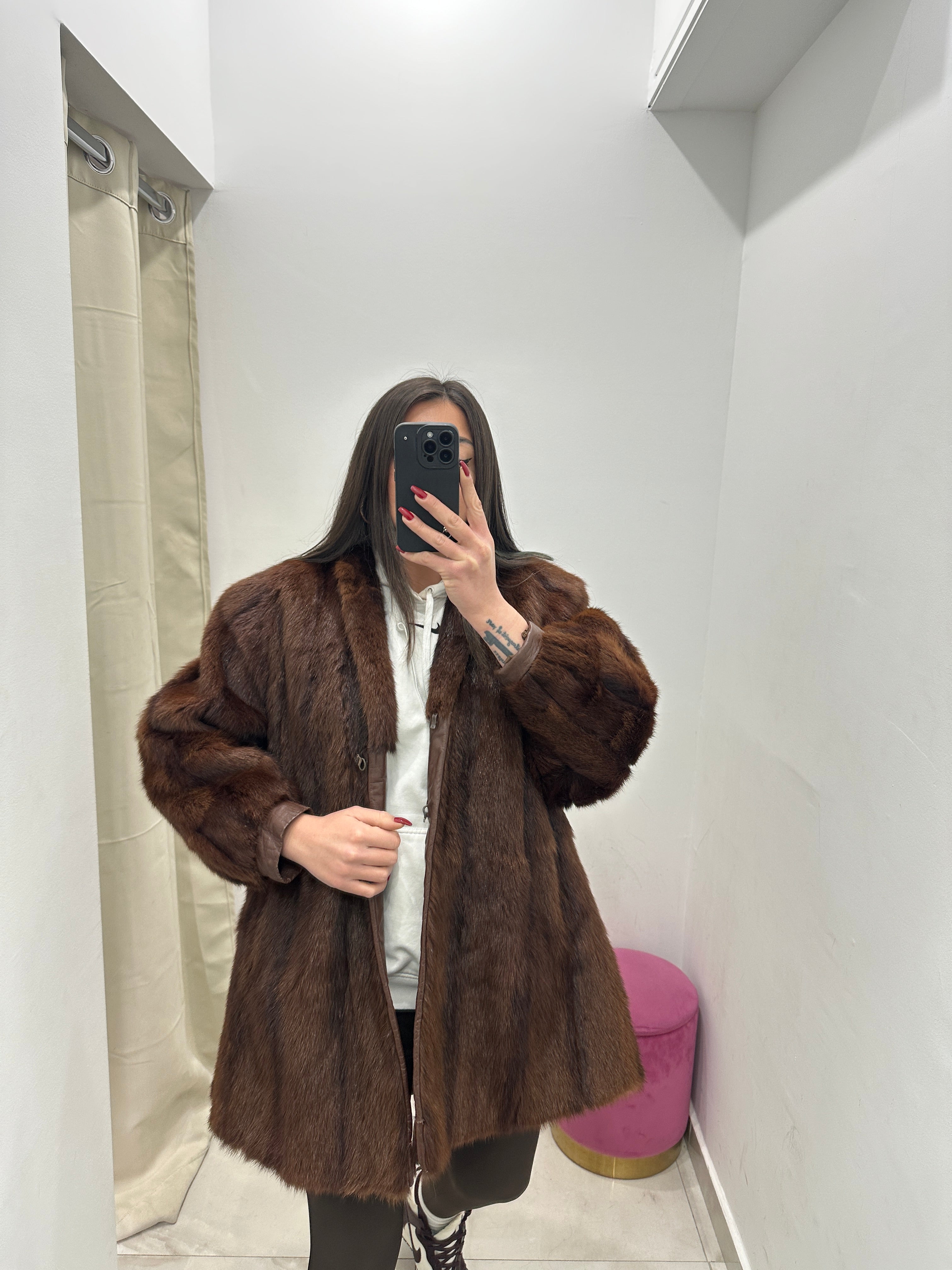 Pelliccia vera vintage marrone