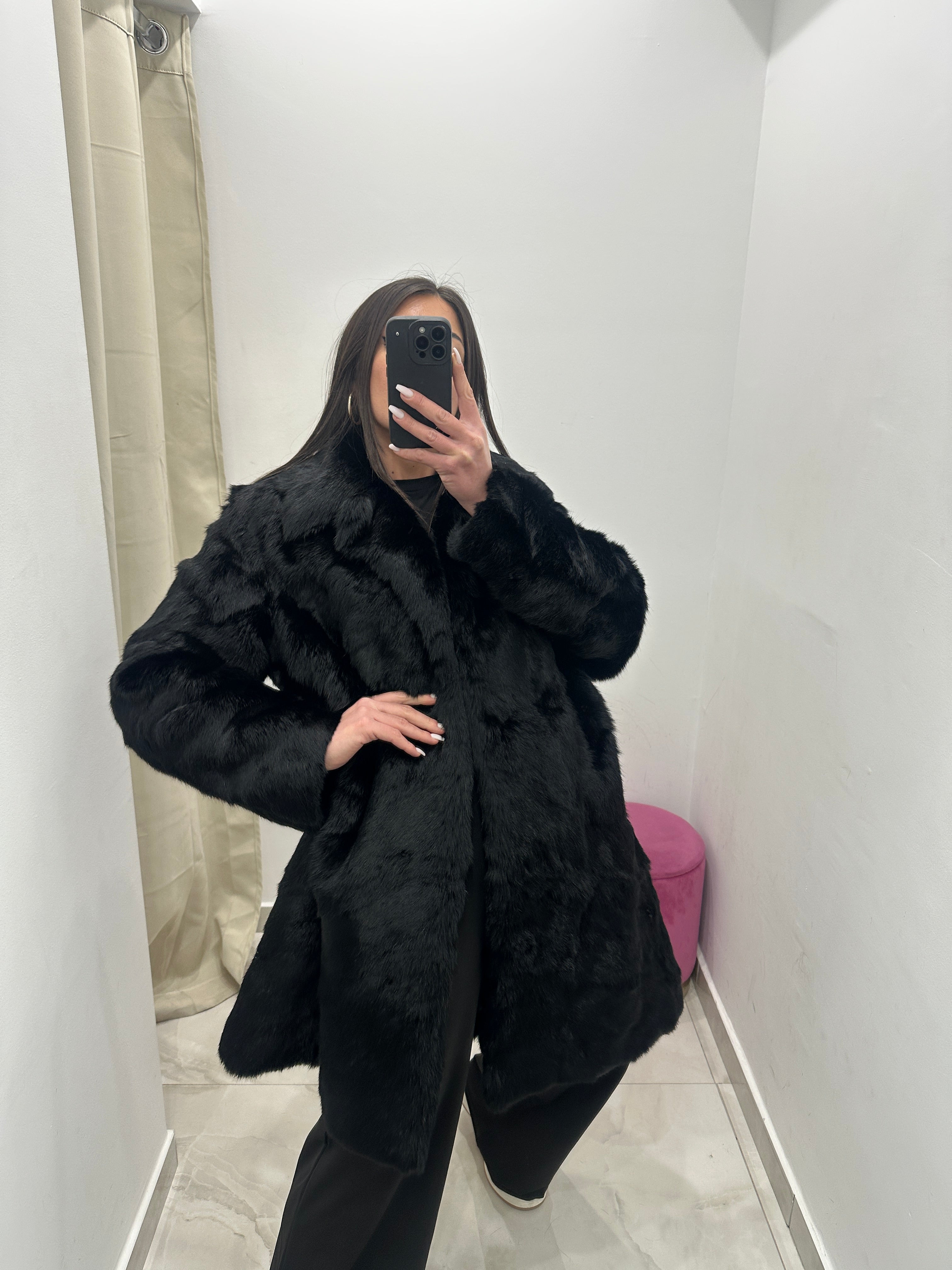 Pelliccia vera vintage nera