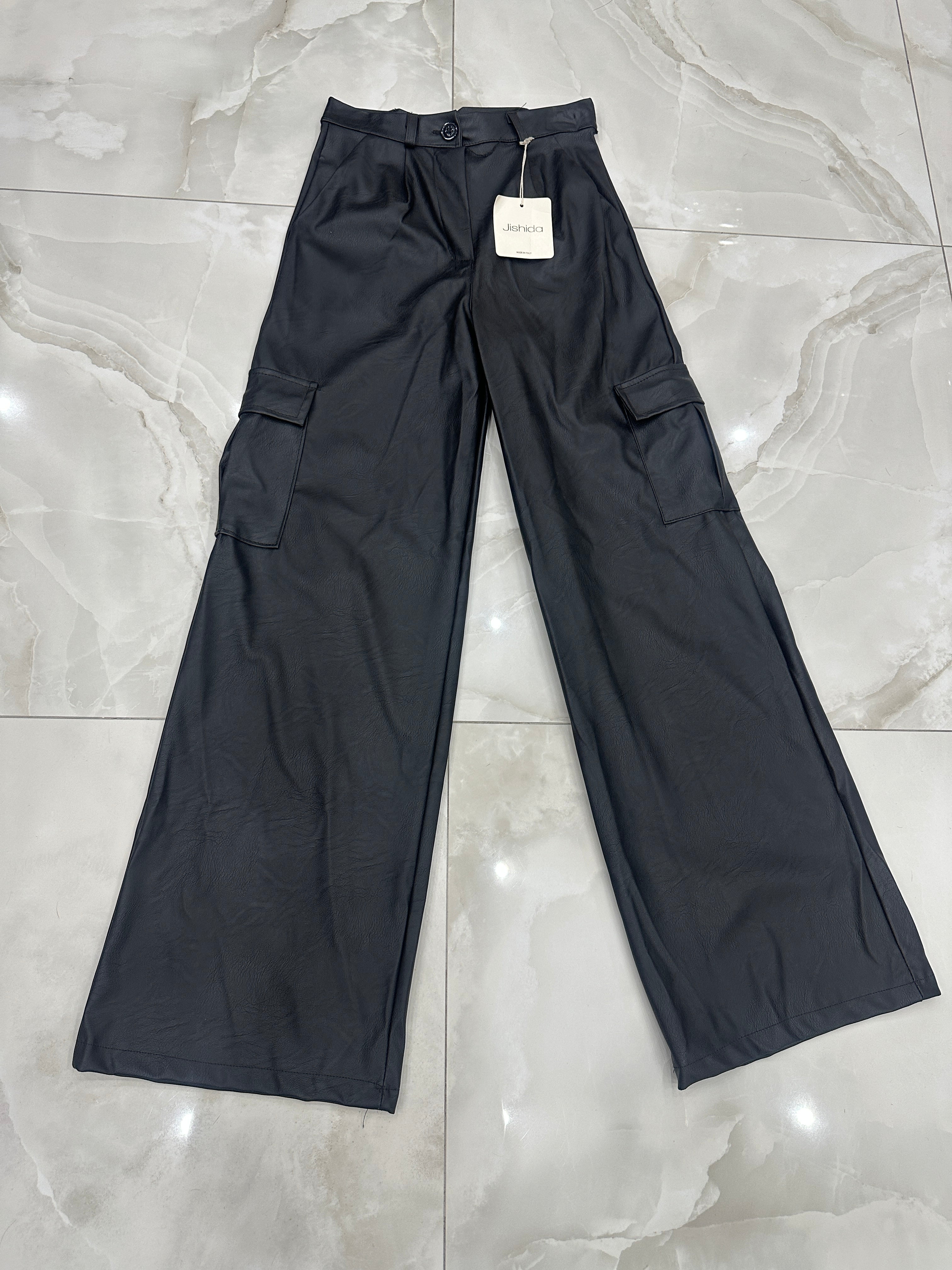 Pantalone ecopelle nero