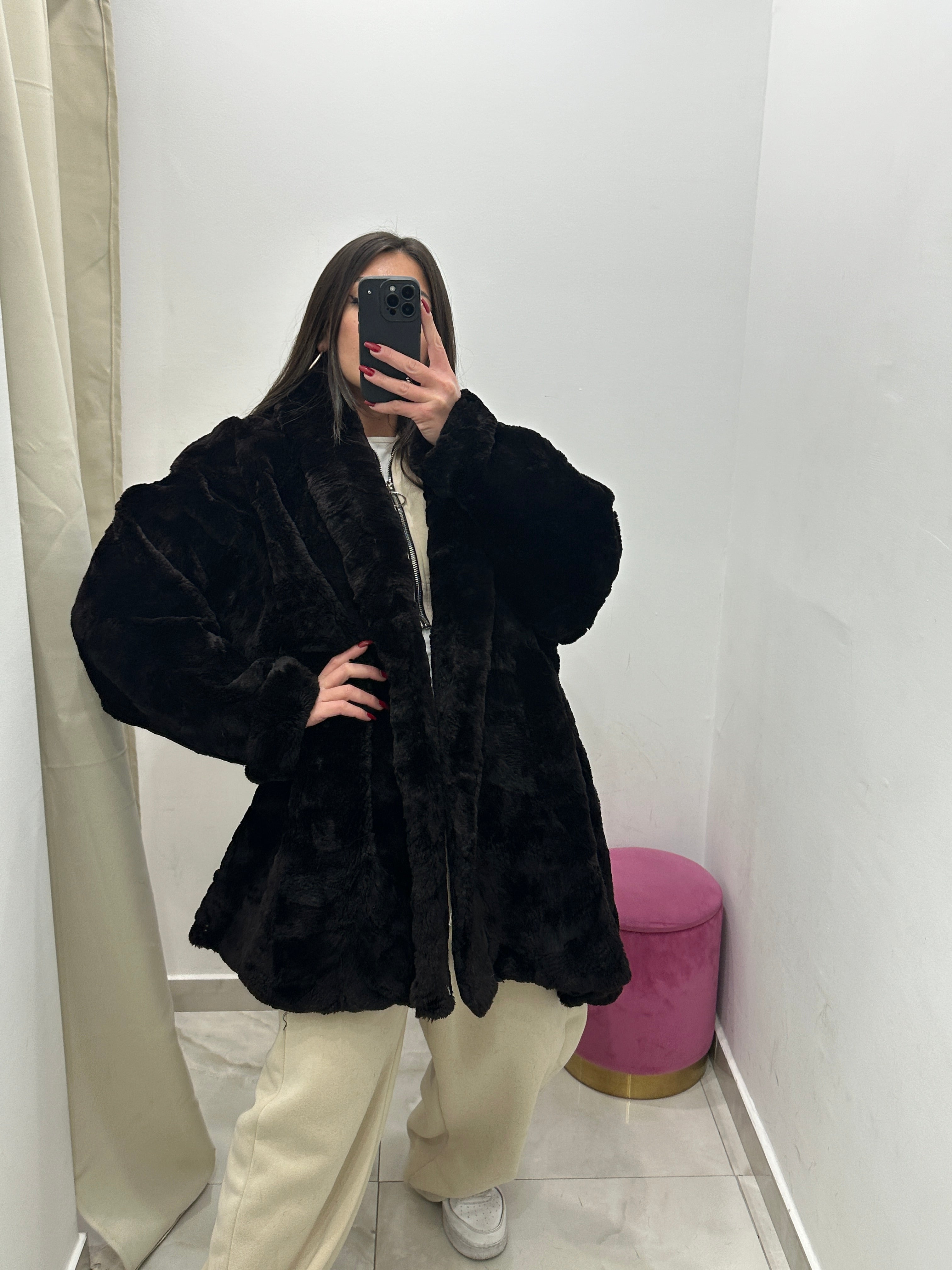 Pelliccia vera vintage marrone scuro