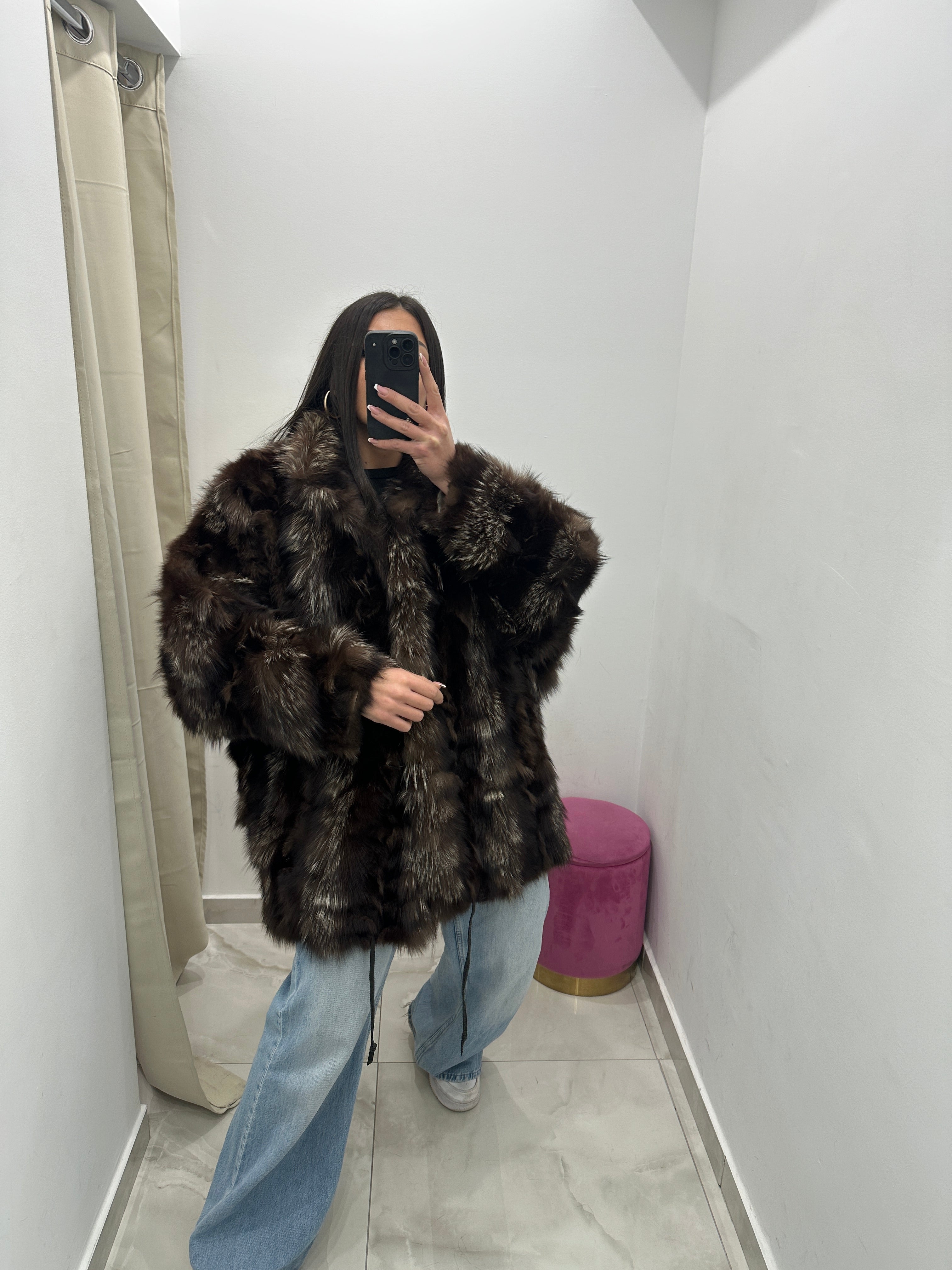 Pelliccia vera vintage volpe bicolor