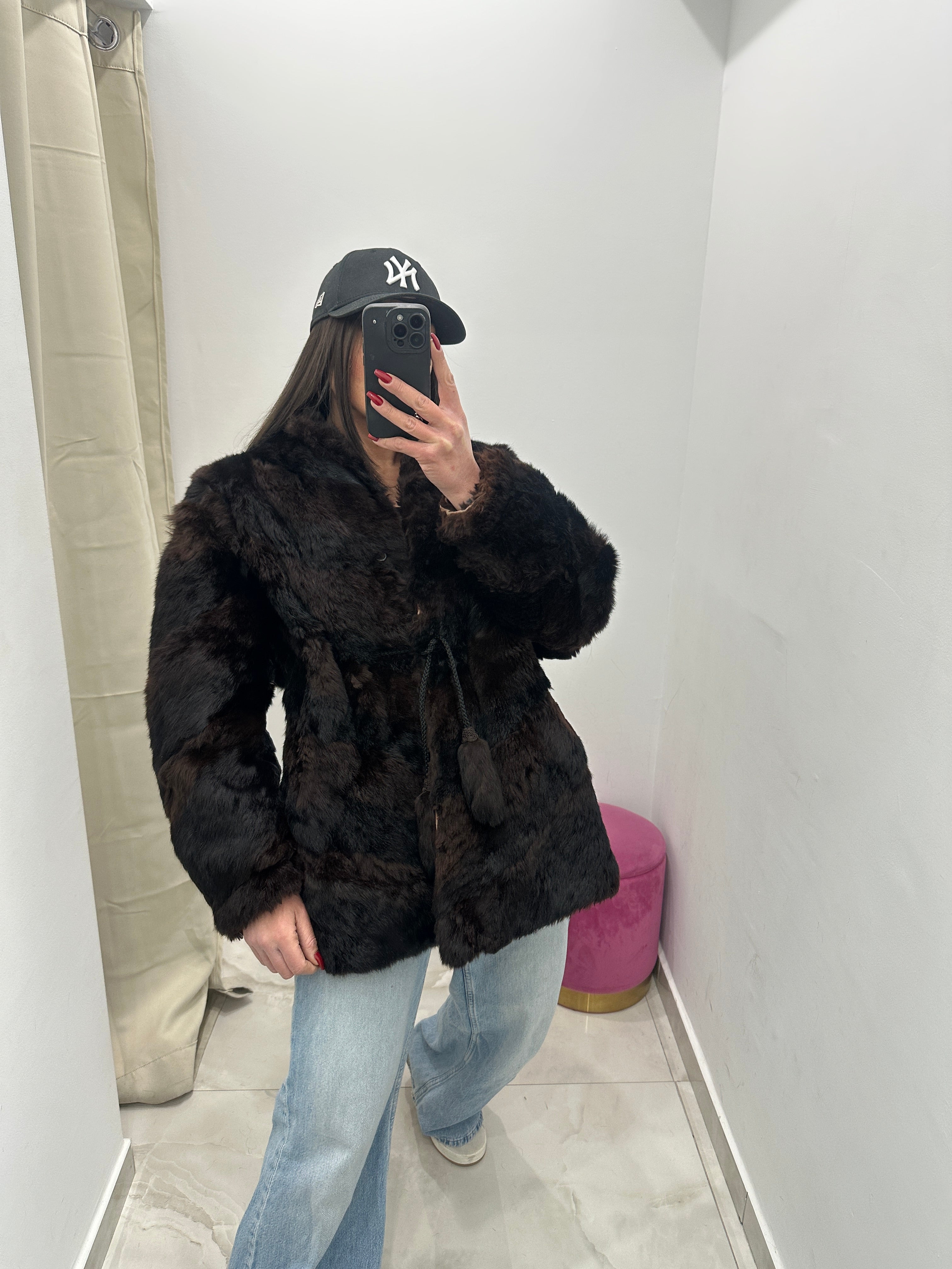 Pelliccia vera vintage marrone scuro