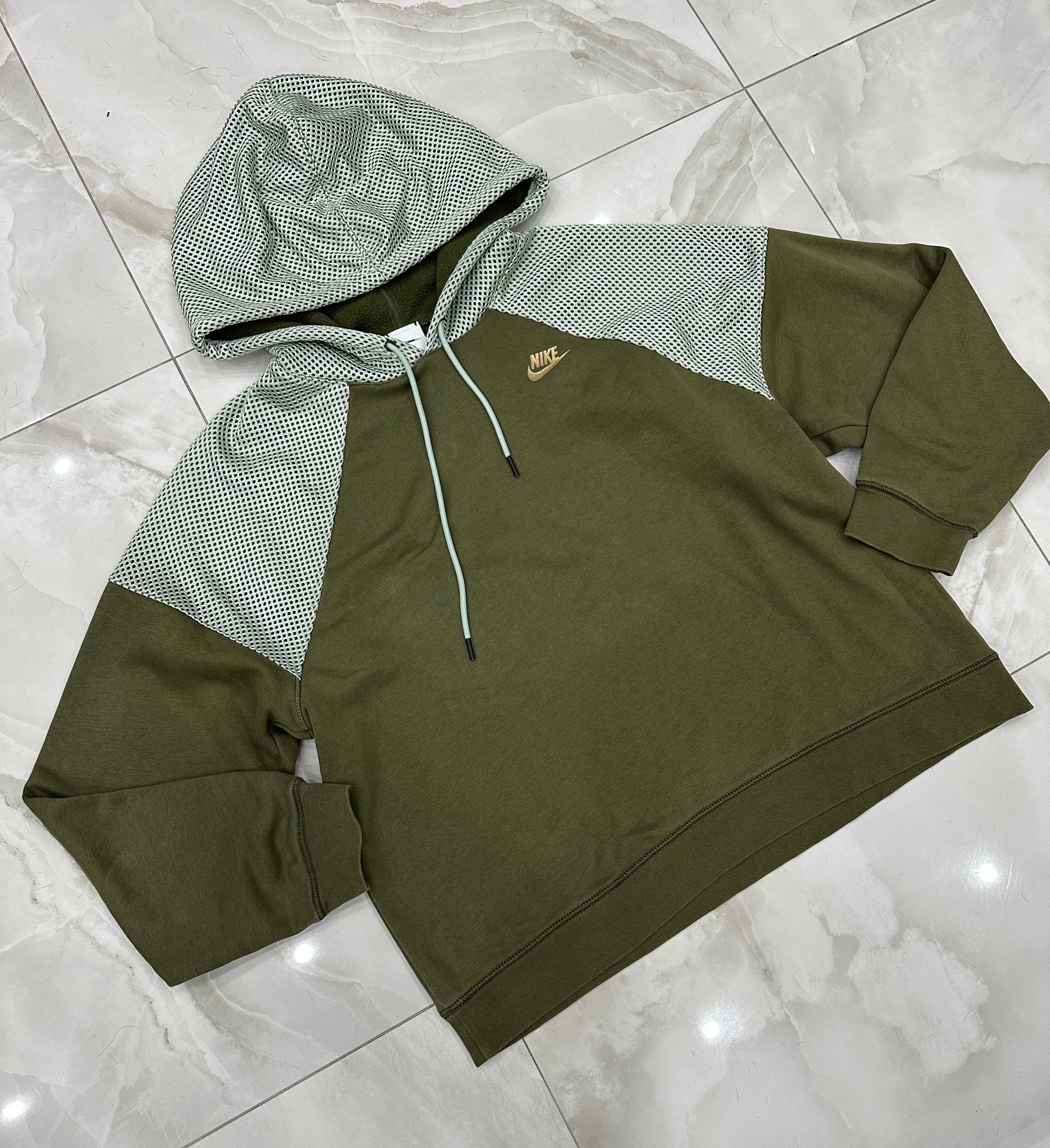 Felpa vintage verde con cappuccio
