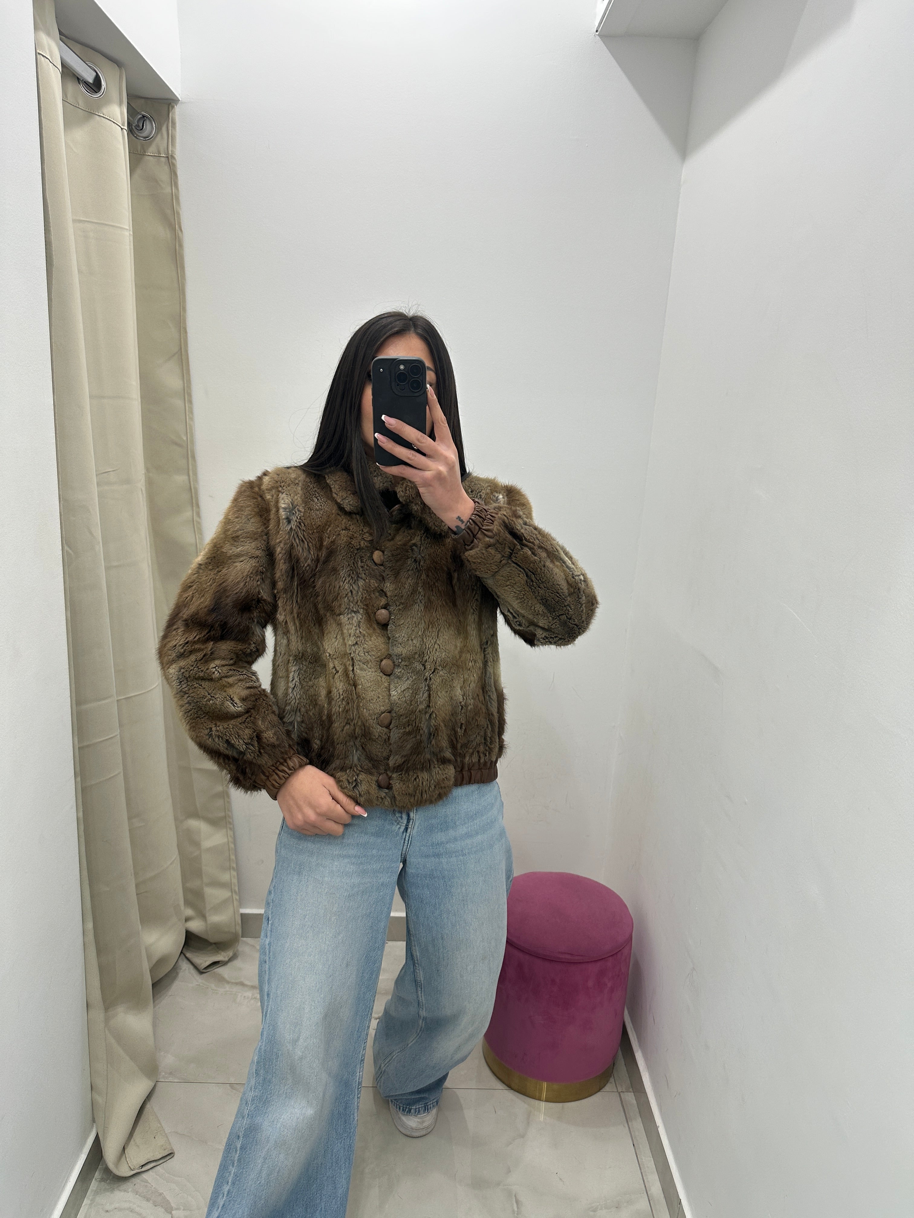 Pelliccia vera vintage fango gold