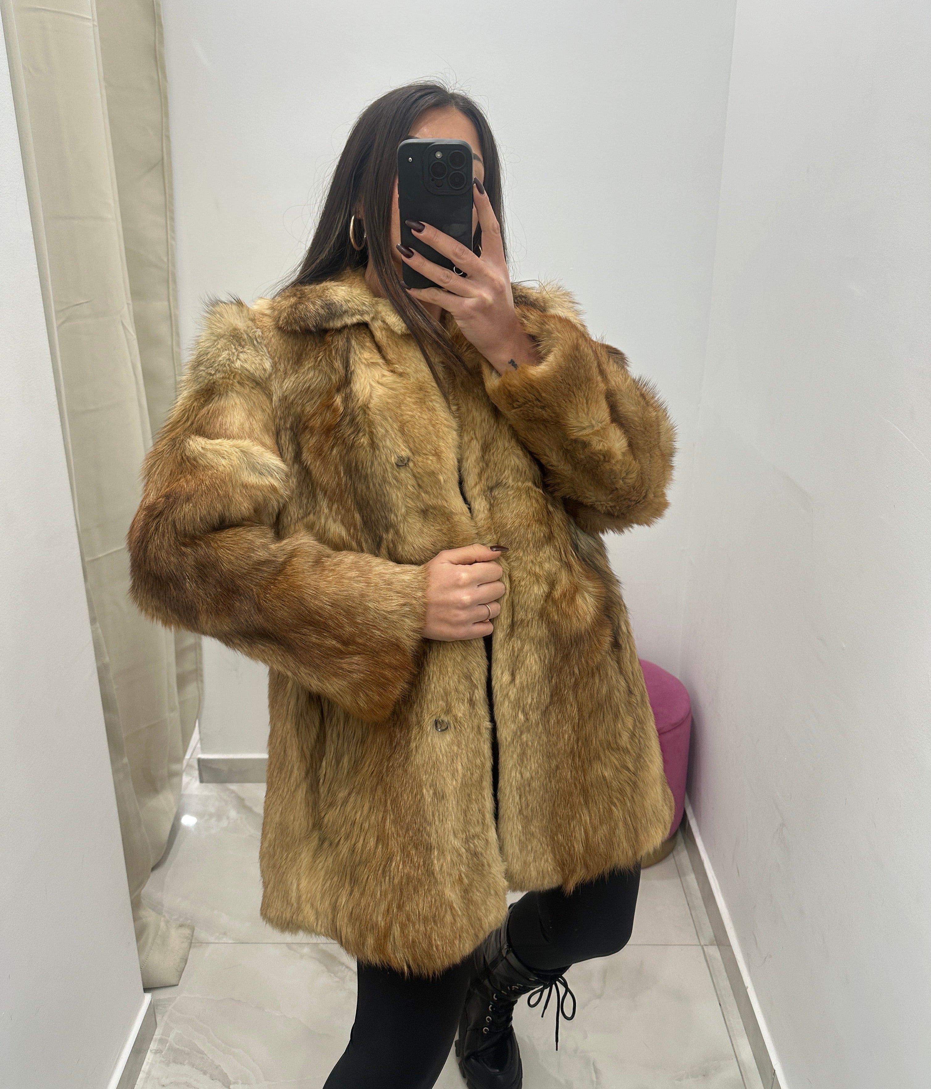 Pelliccia vera vintage miele