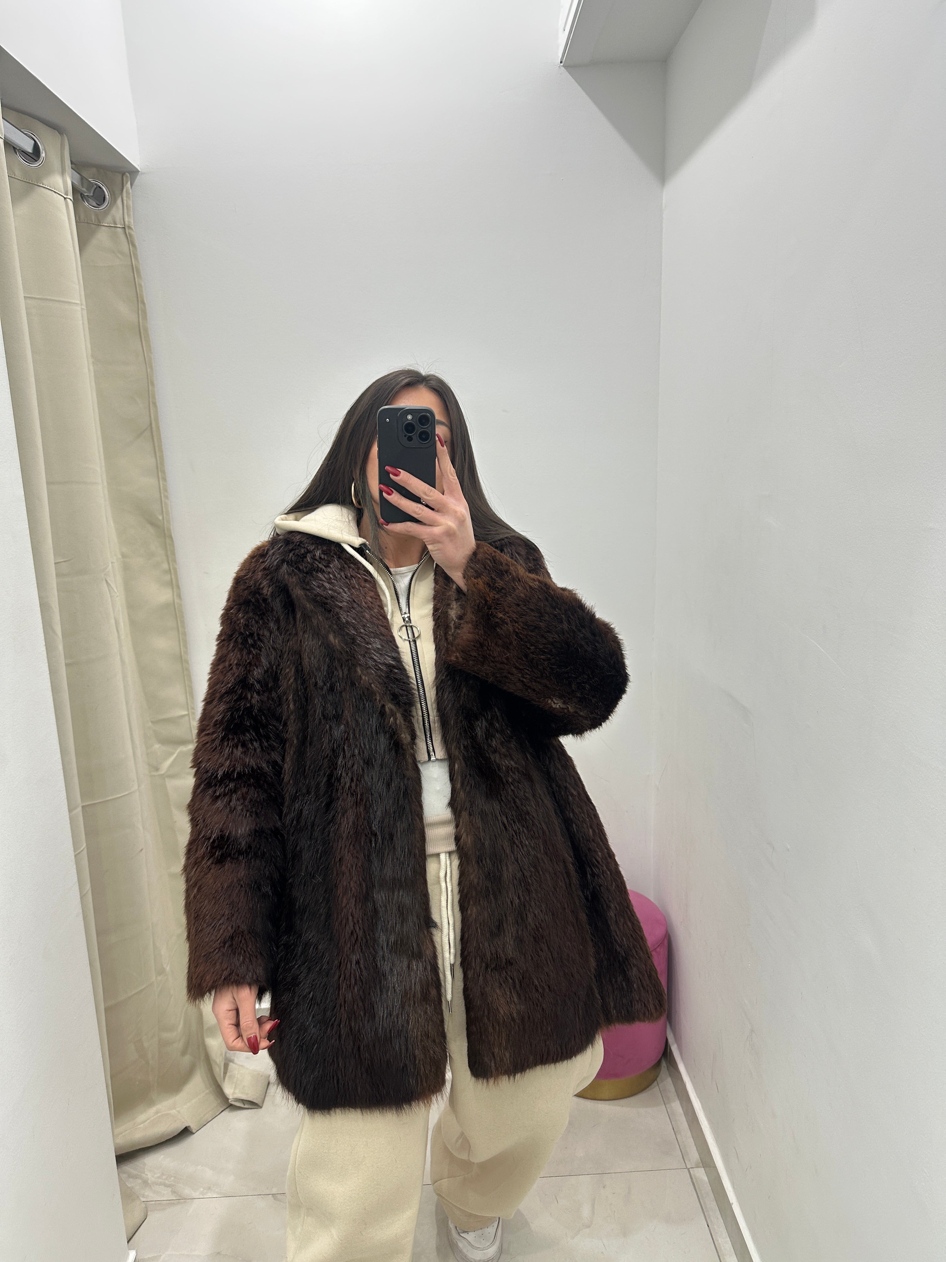 Pelliccia vera vintage marrone