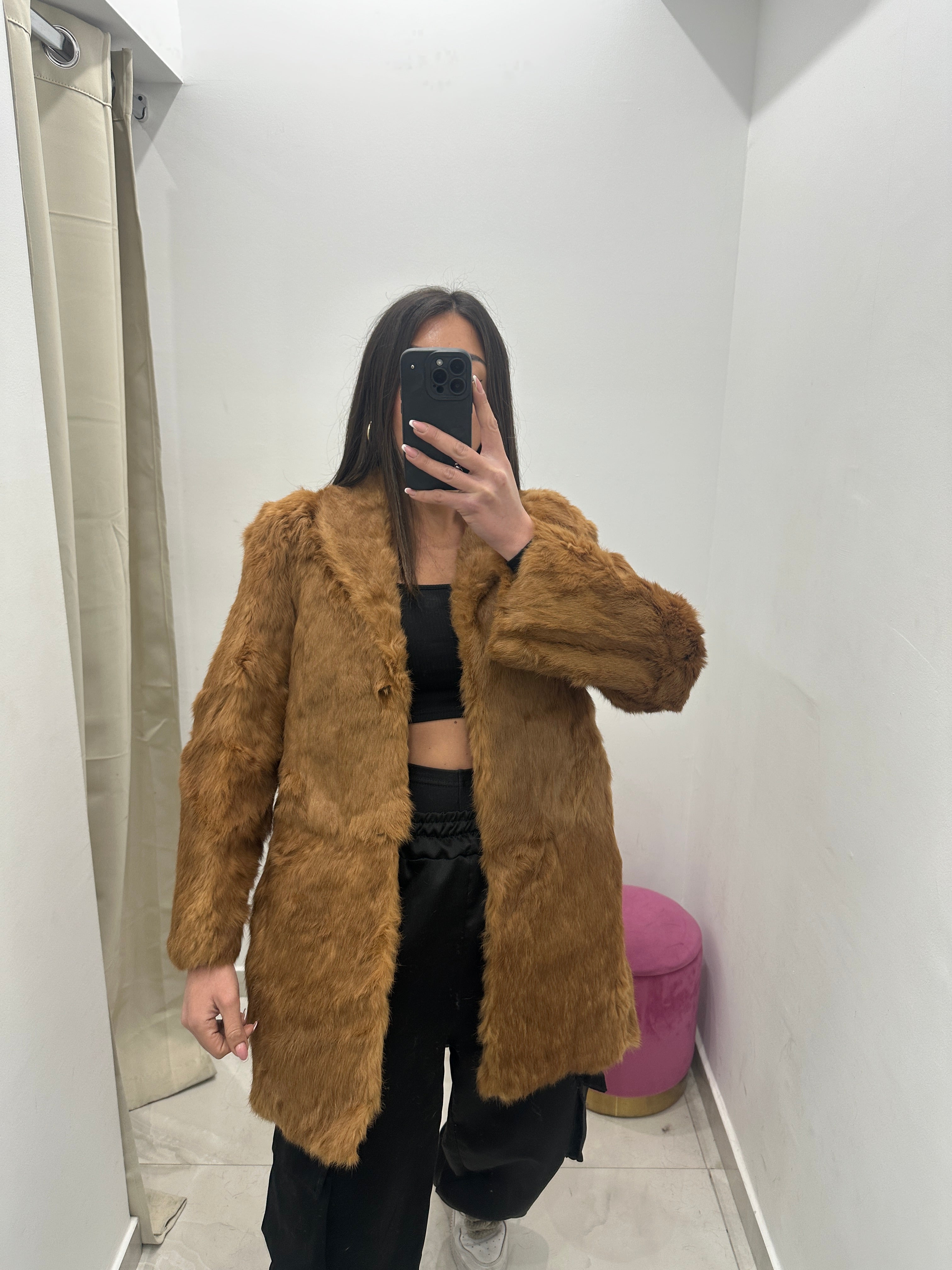 Pelliccia vera vintage miele