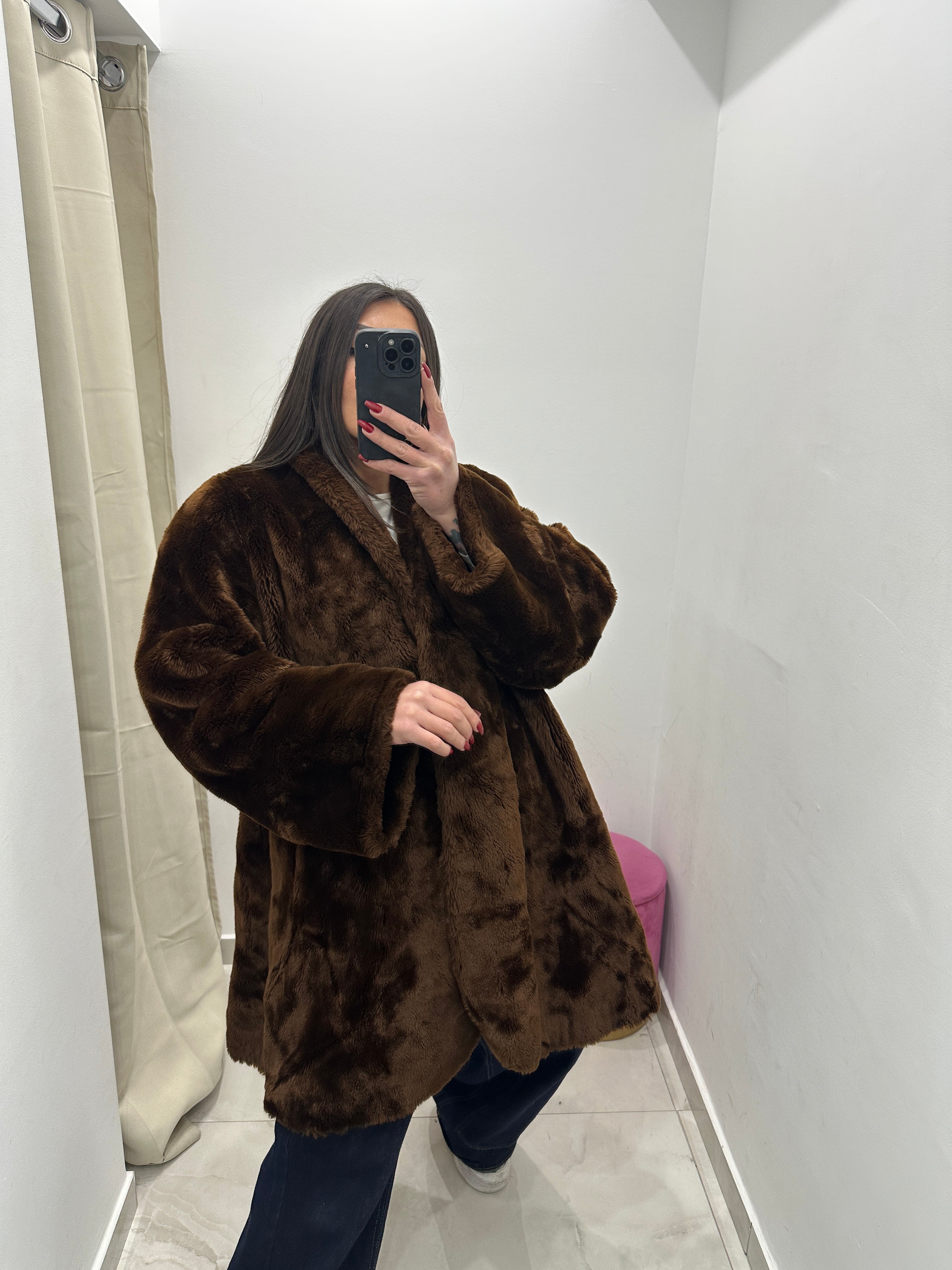 Pelliccia ecologica vintage marrone