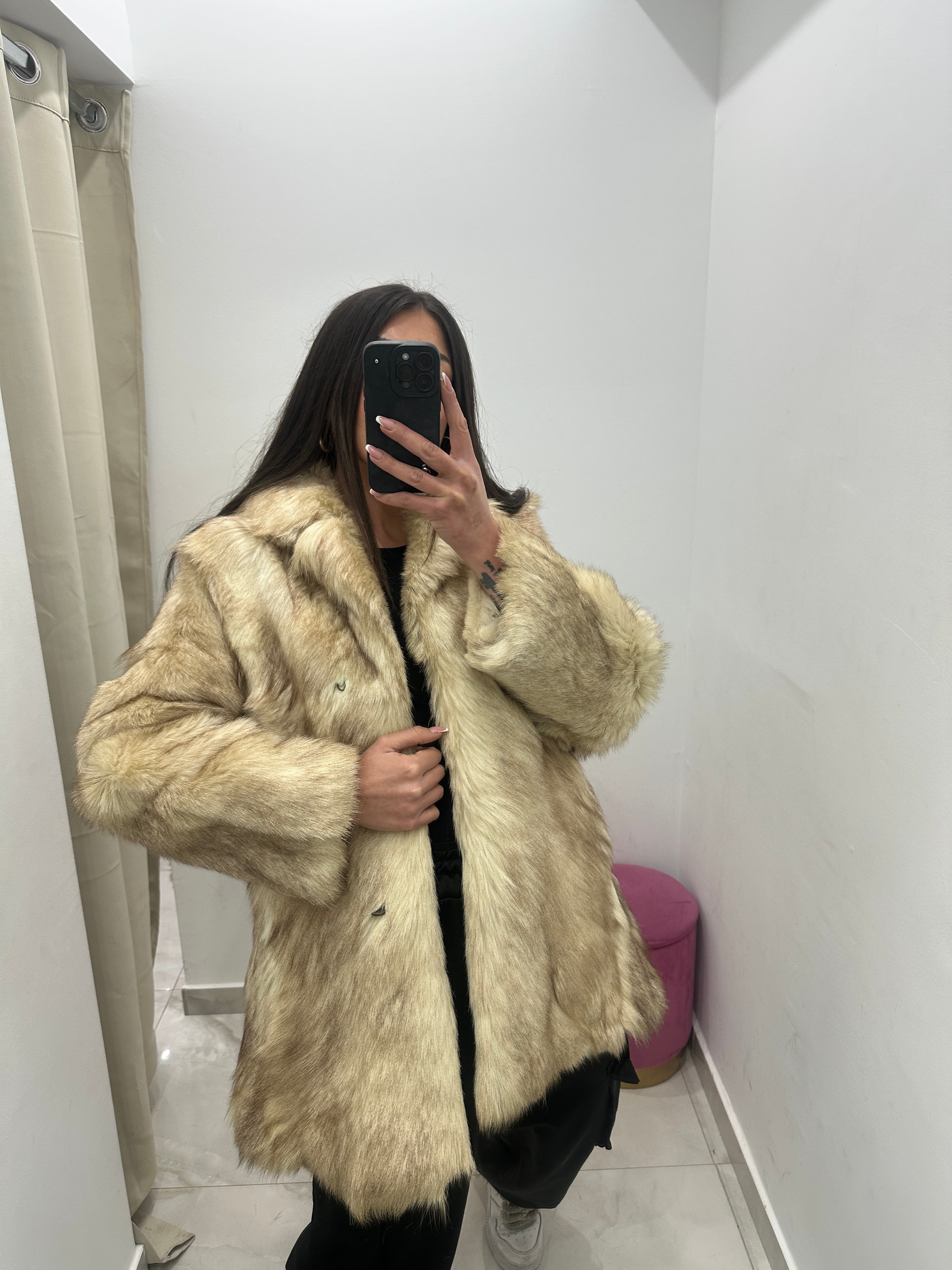 Pelliccia vera vintage panna