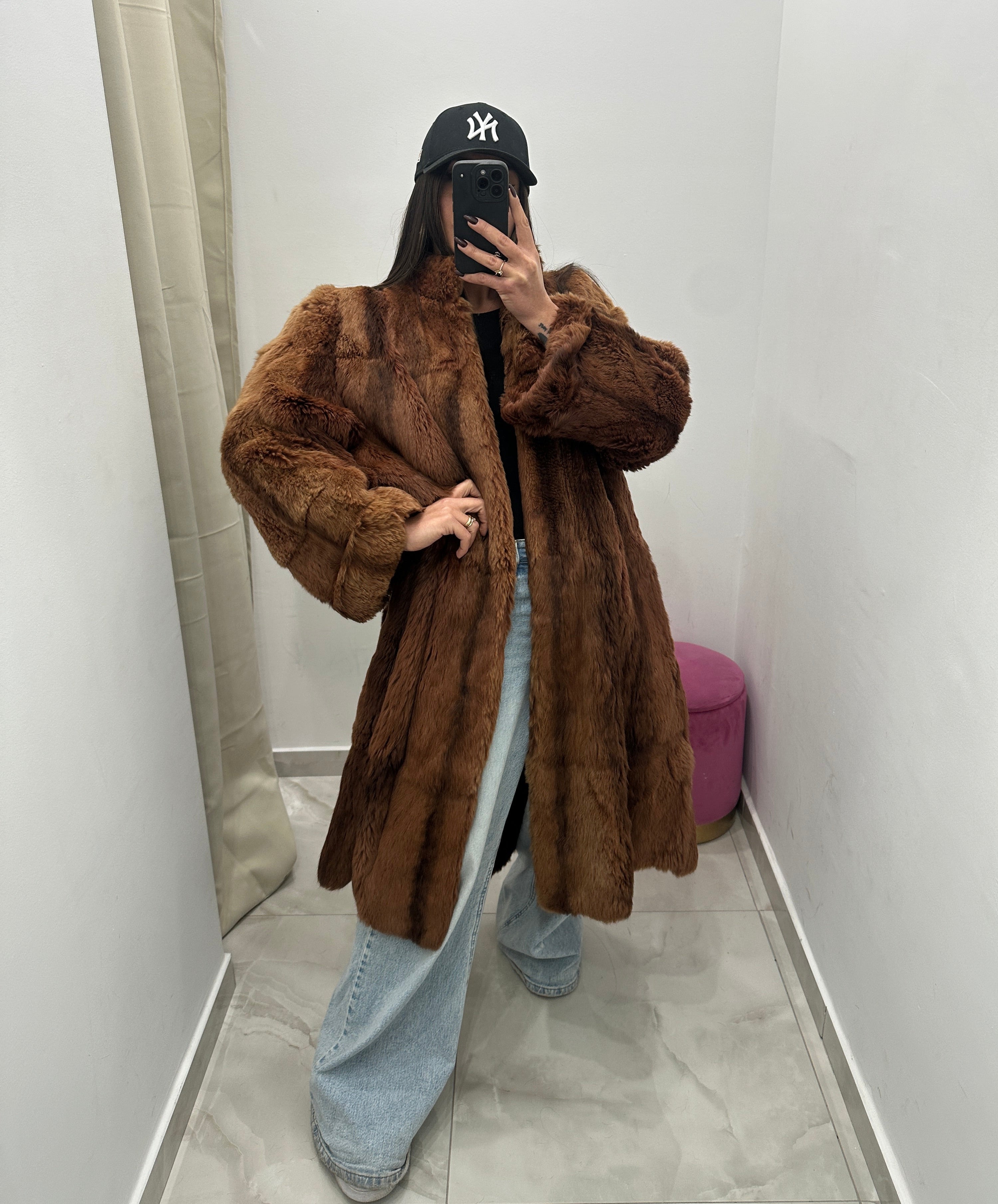 Pelliccia vera vintage mielato rosso