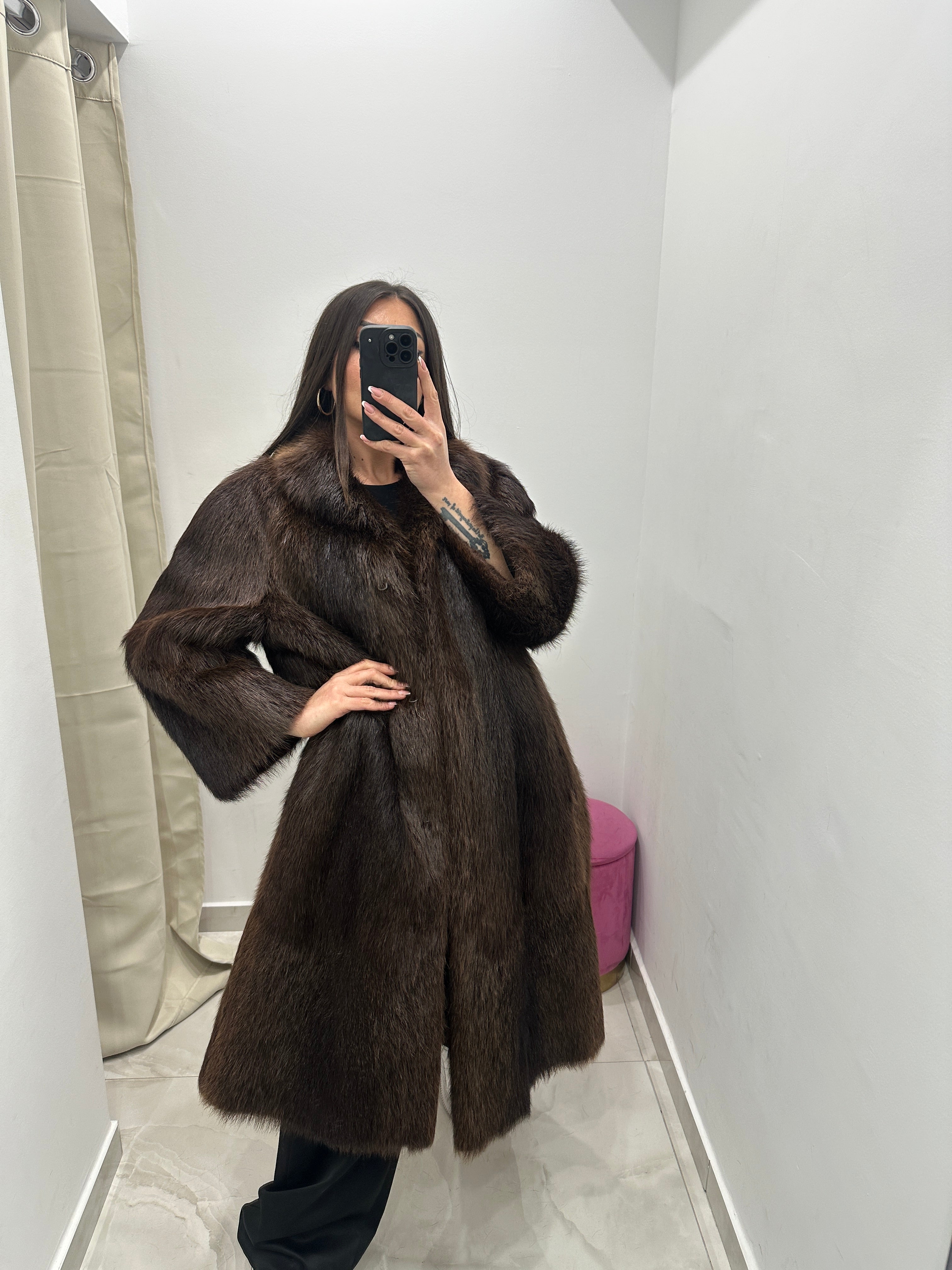 Pelliccia vera vintage marrone