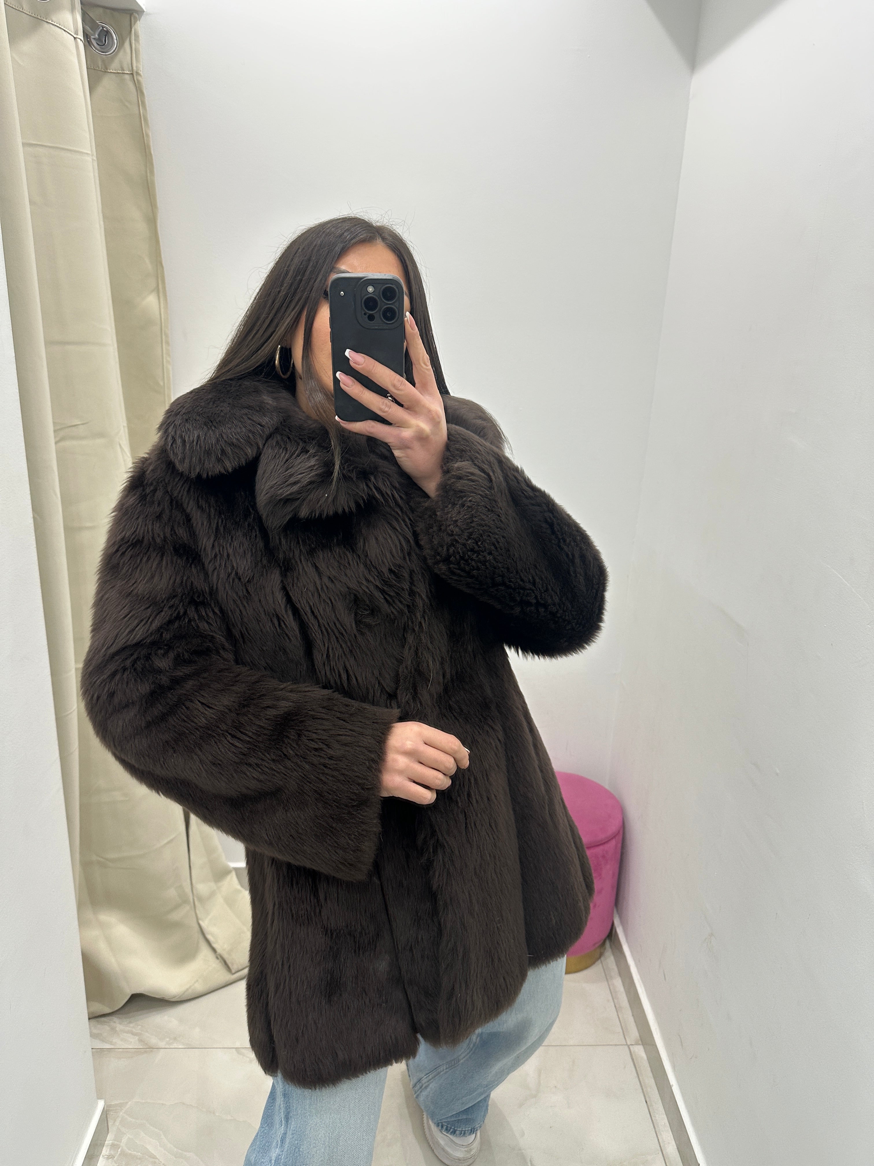 Pelliccia vera vintage marrone scuro