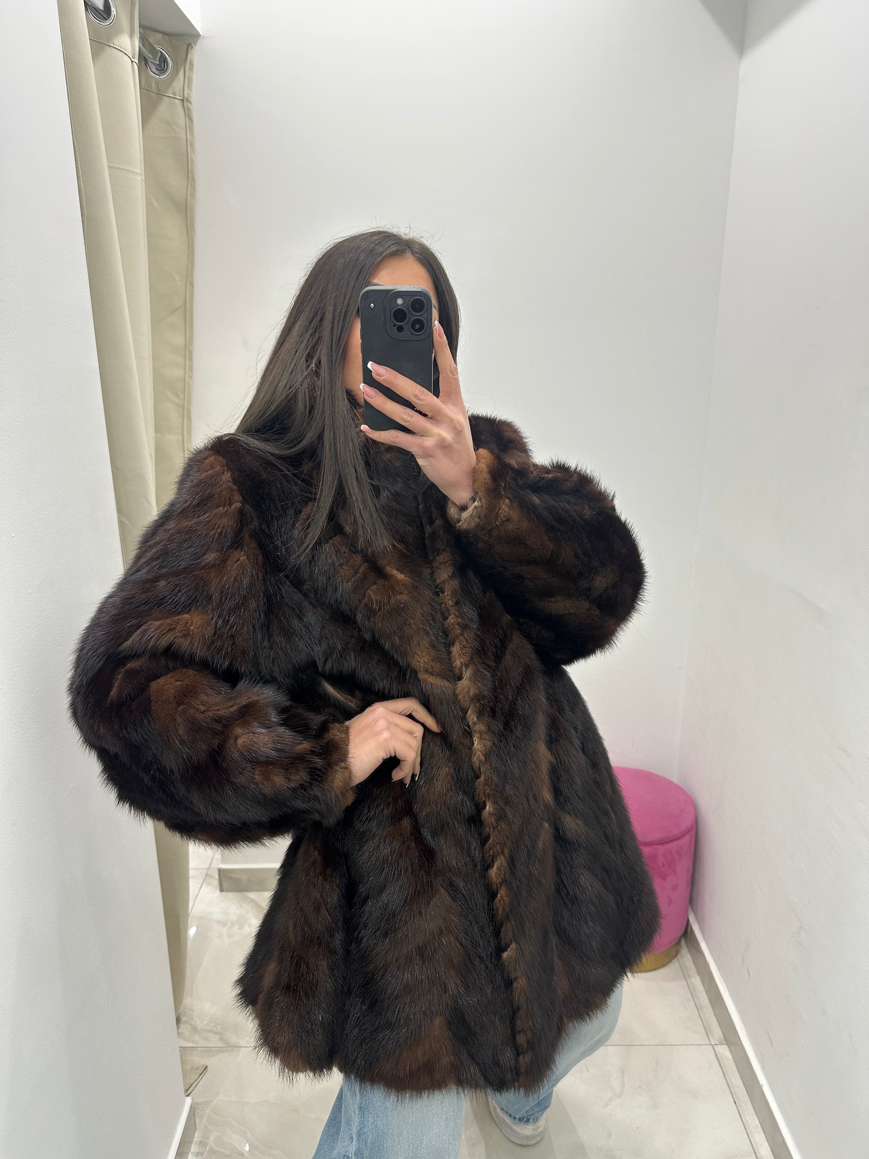 Pelliccia vera vintage marrone