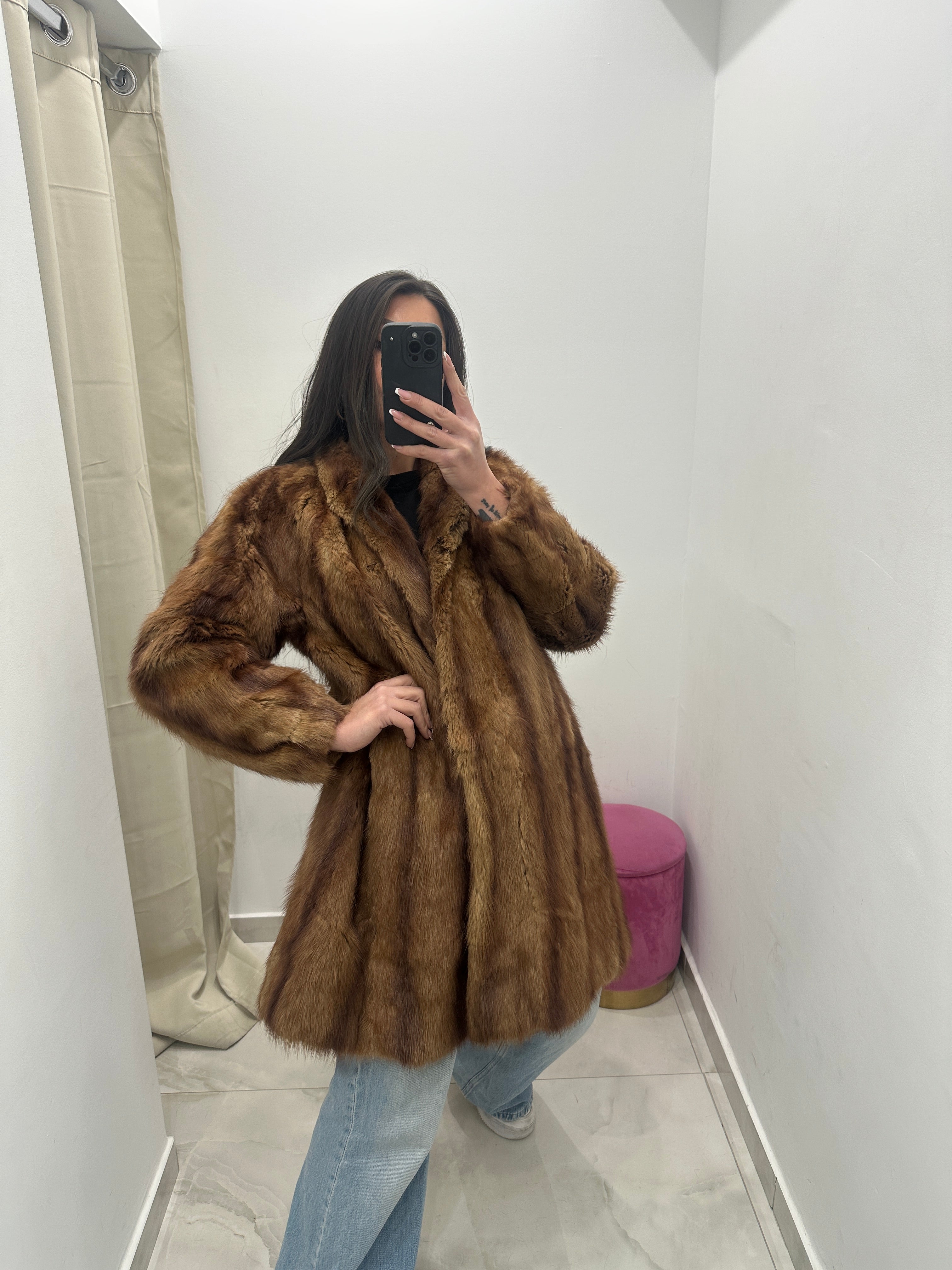 Pelliccia vera vintage miele