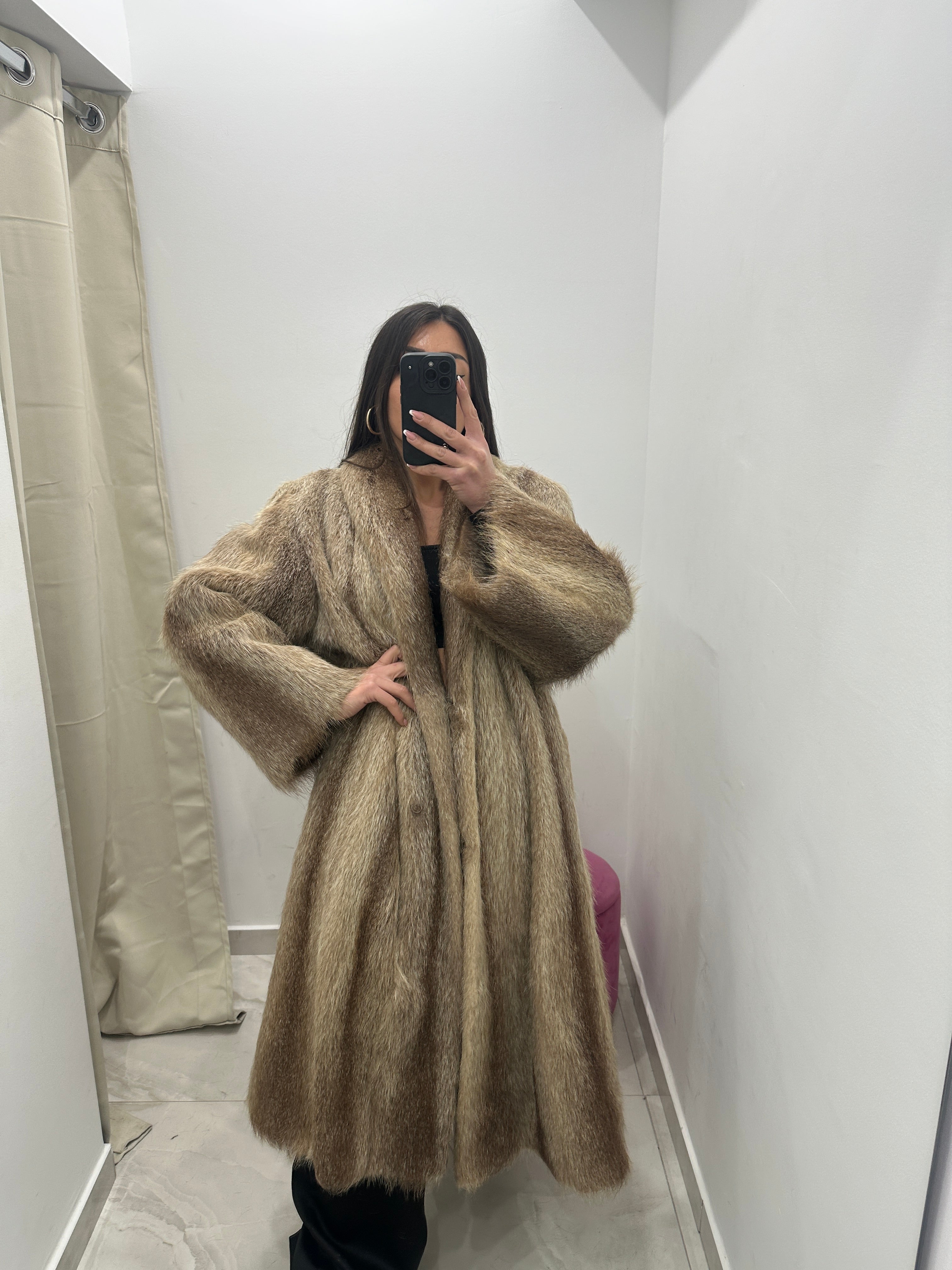 Pelliccia vera vintage beige sfumata