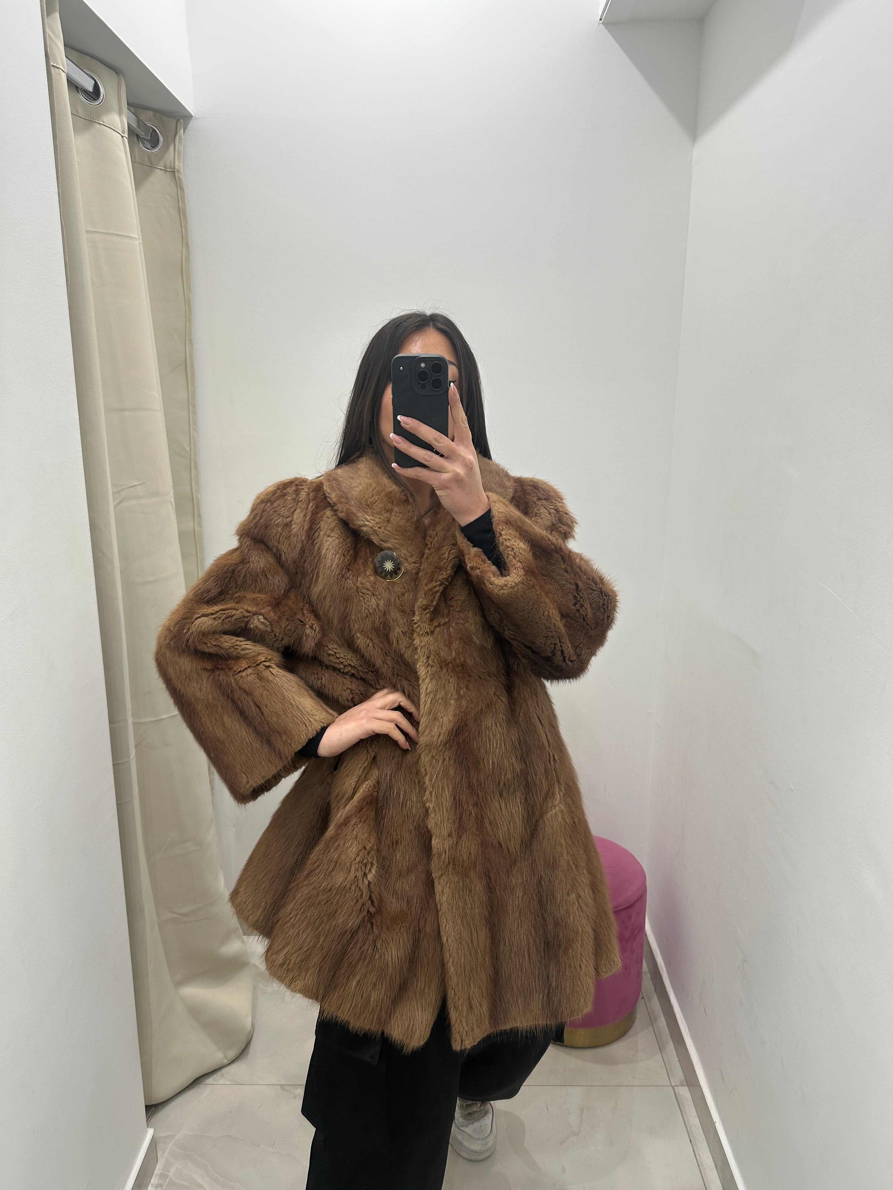 Pelliccia vera vintage miele