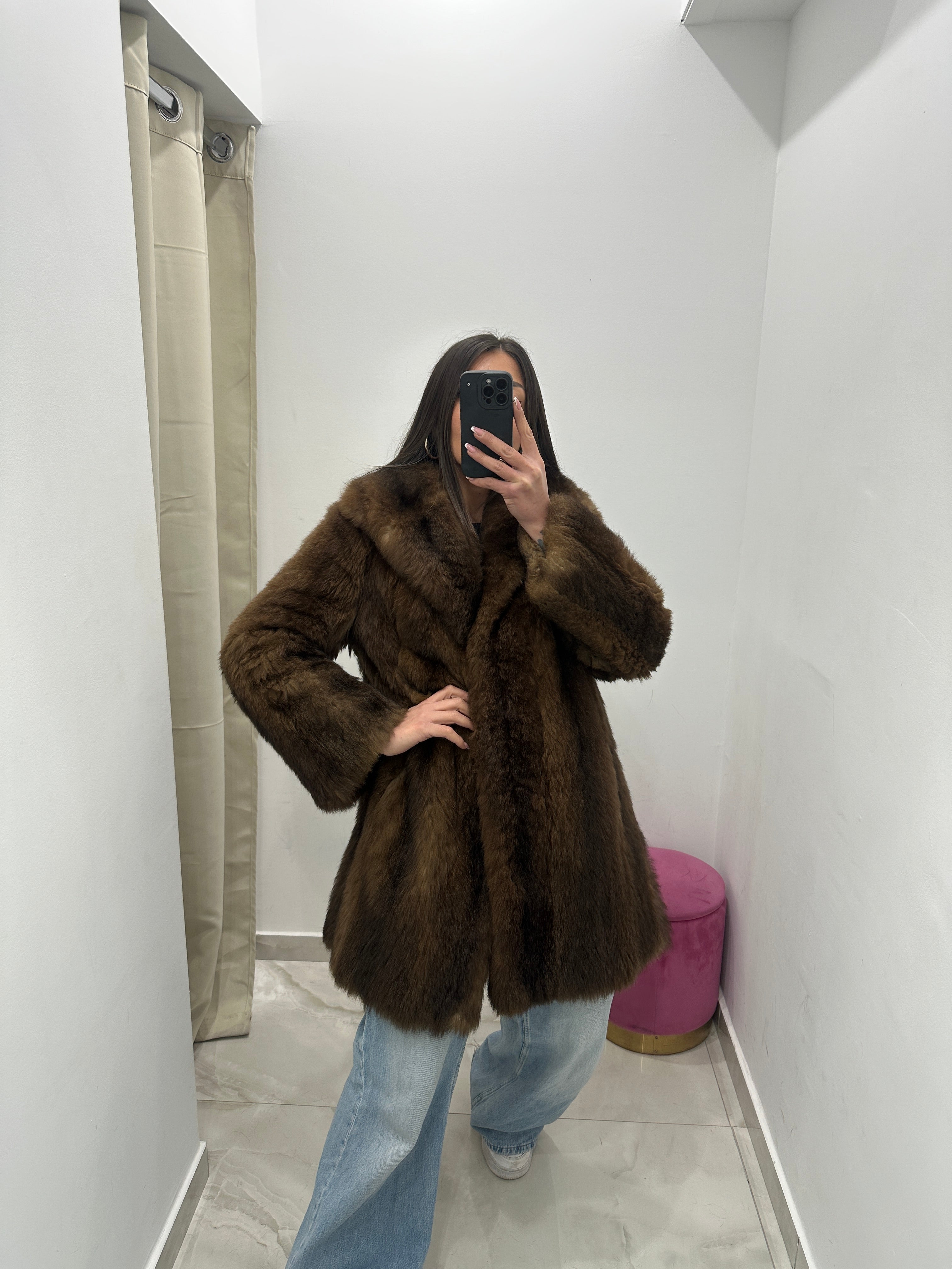 Pelliccia vera vintage bicolor