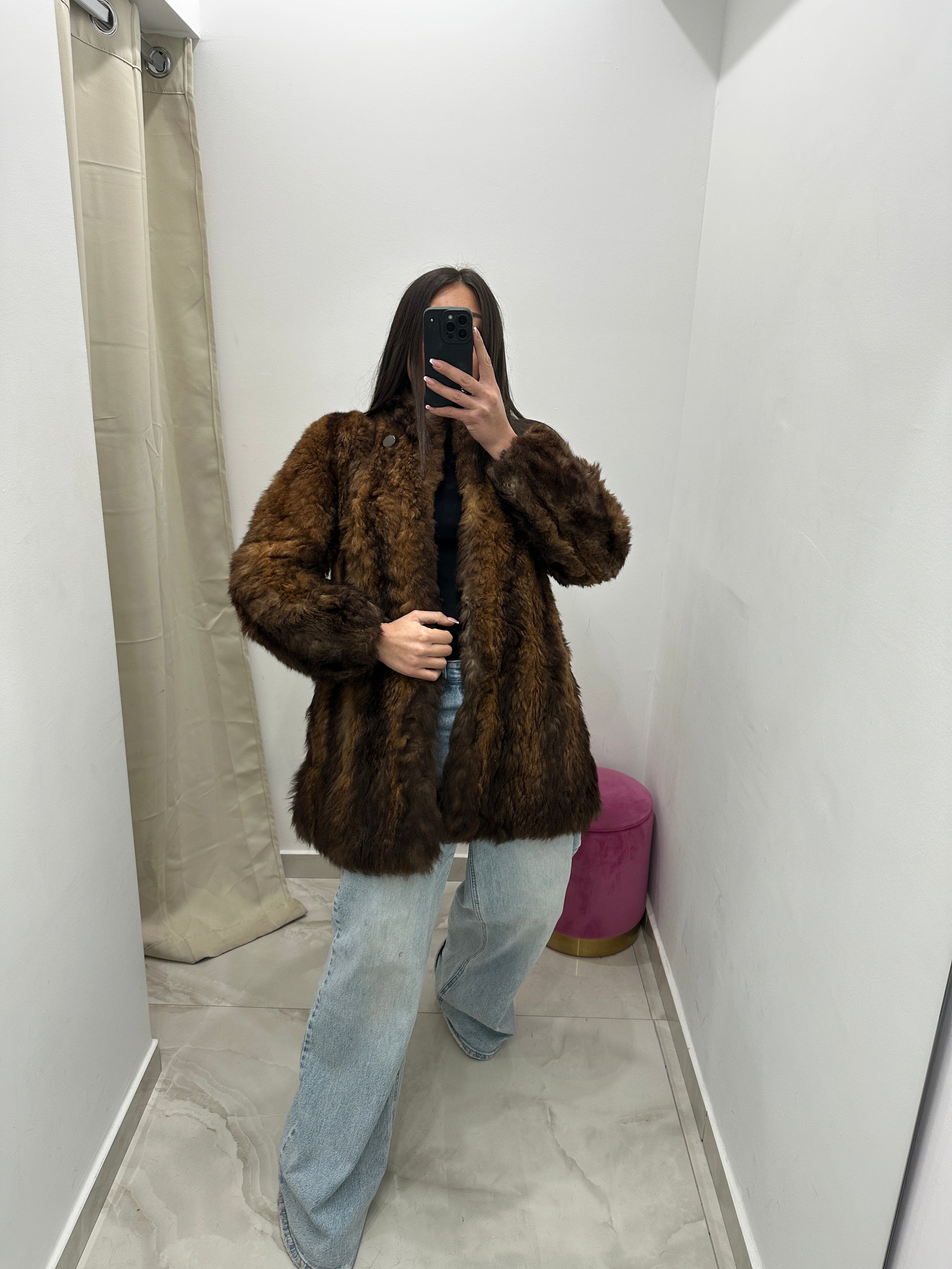 Pelliccia vera vintage bicolor