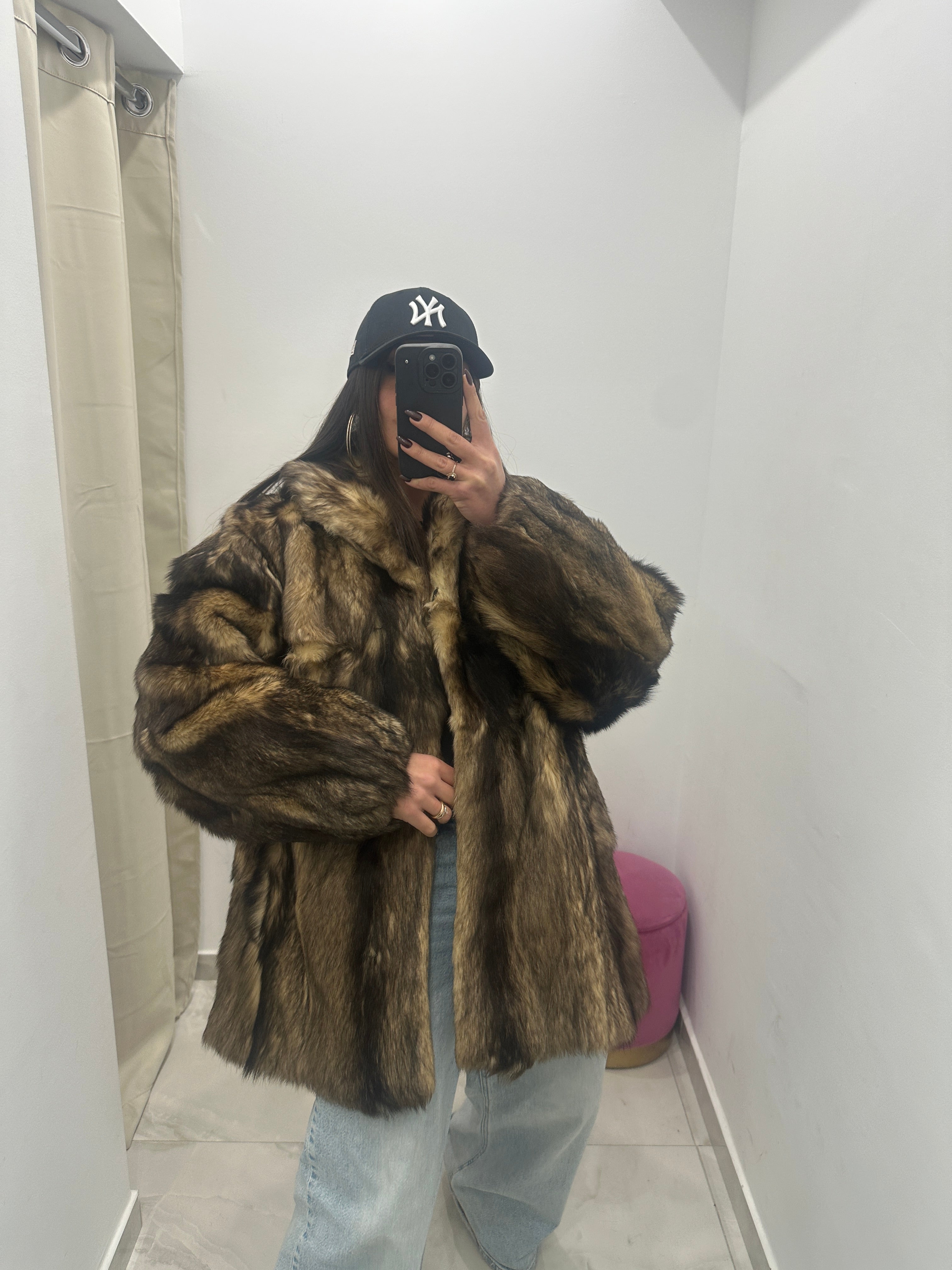 Pelliccia vera vintage bicolor