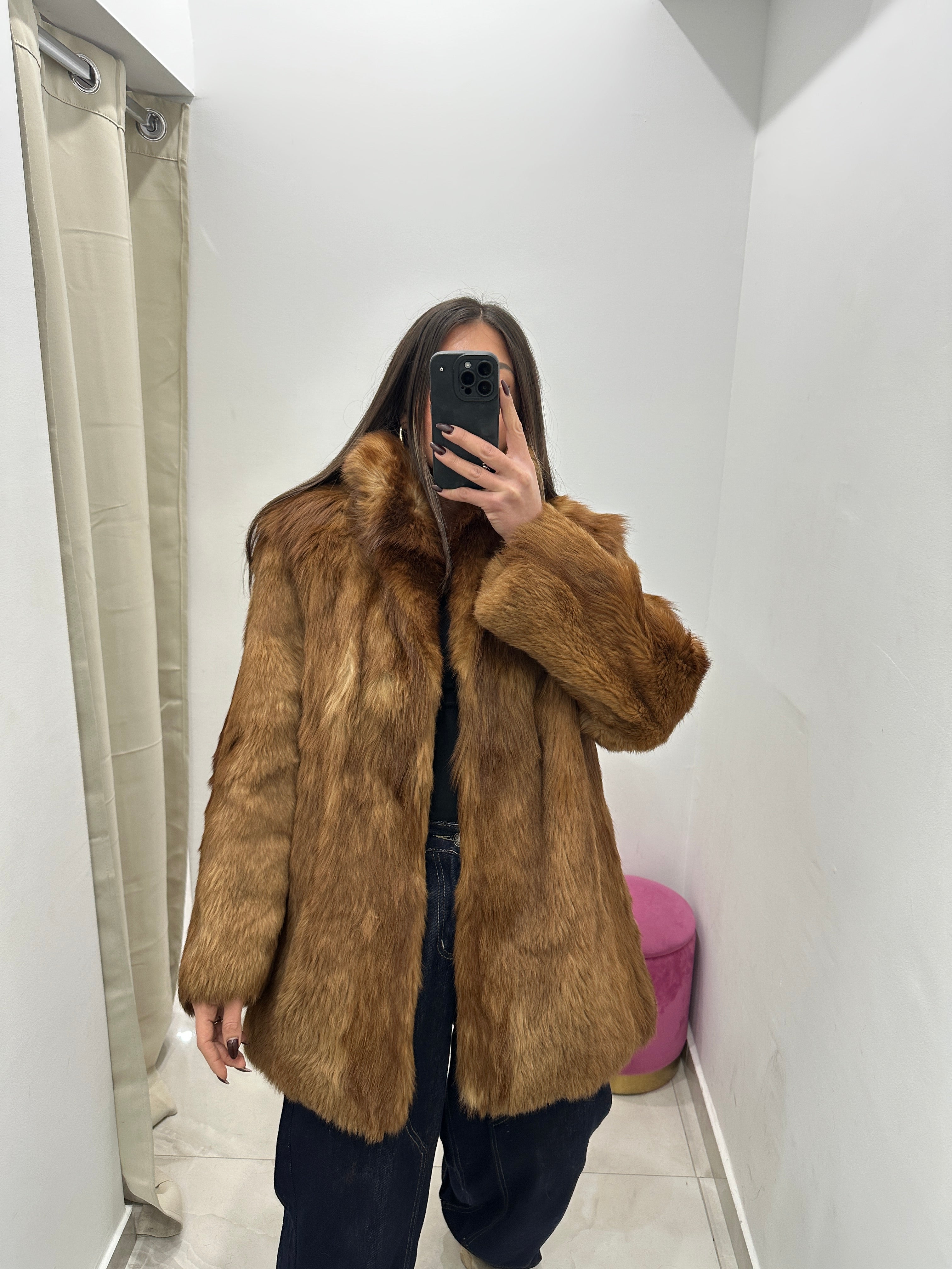 Pelliccia vera vintage miele