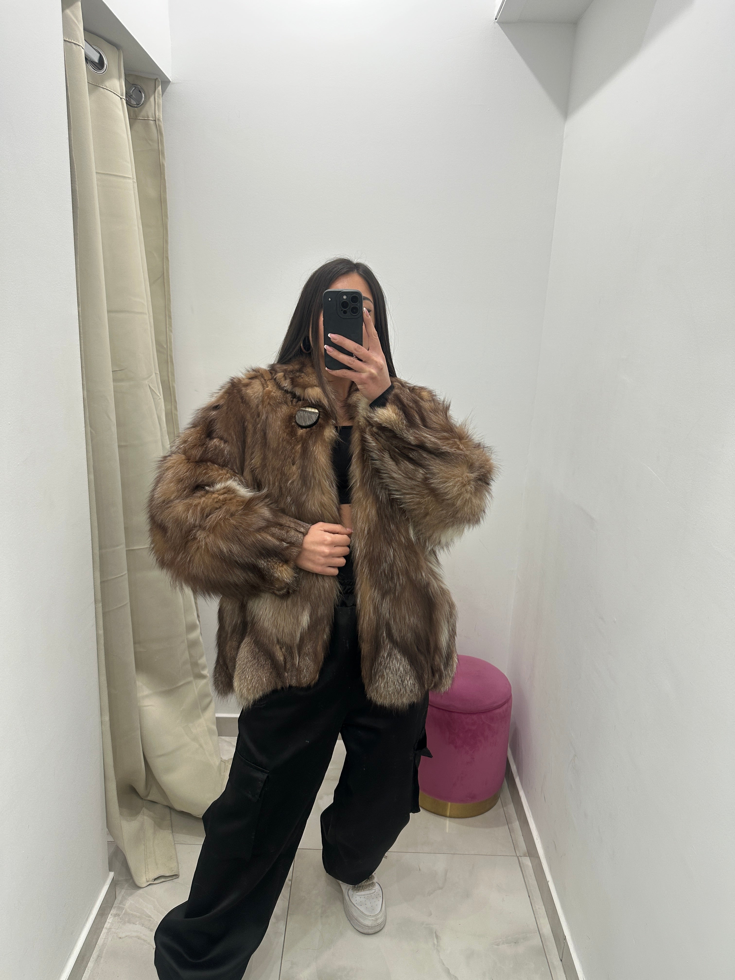 Pelliccia vera vintage volpe bicolor