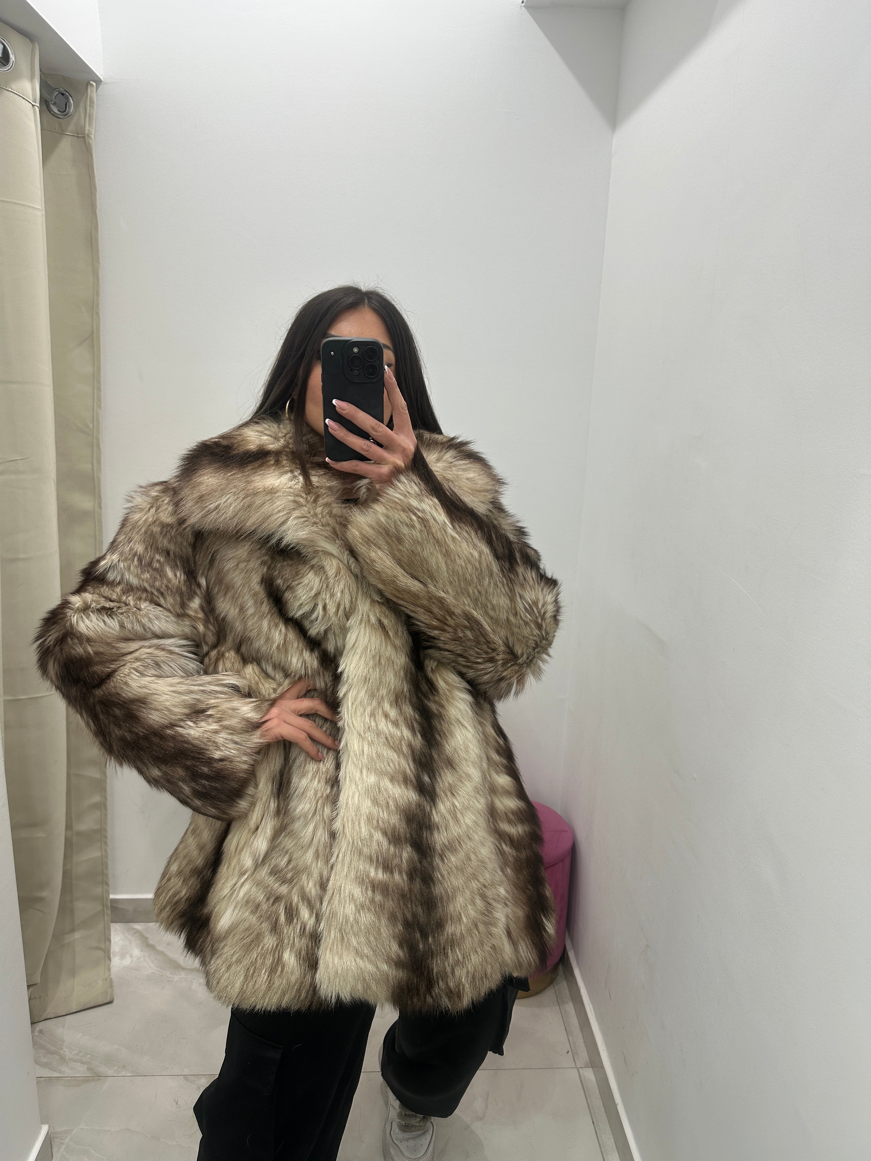 Pelliccia vera vintage bicolor