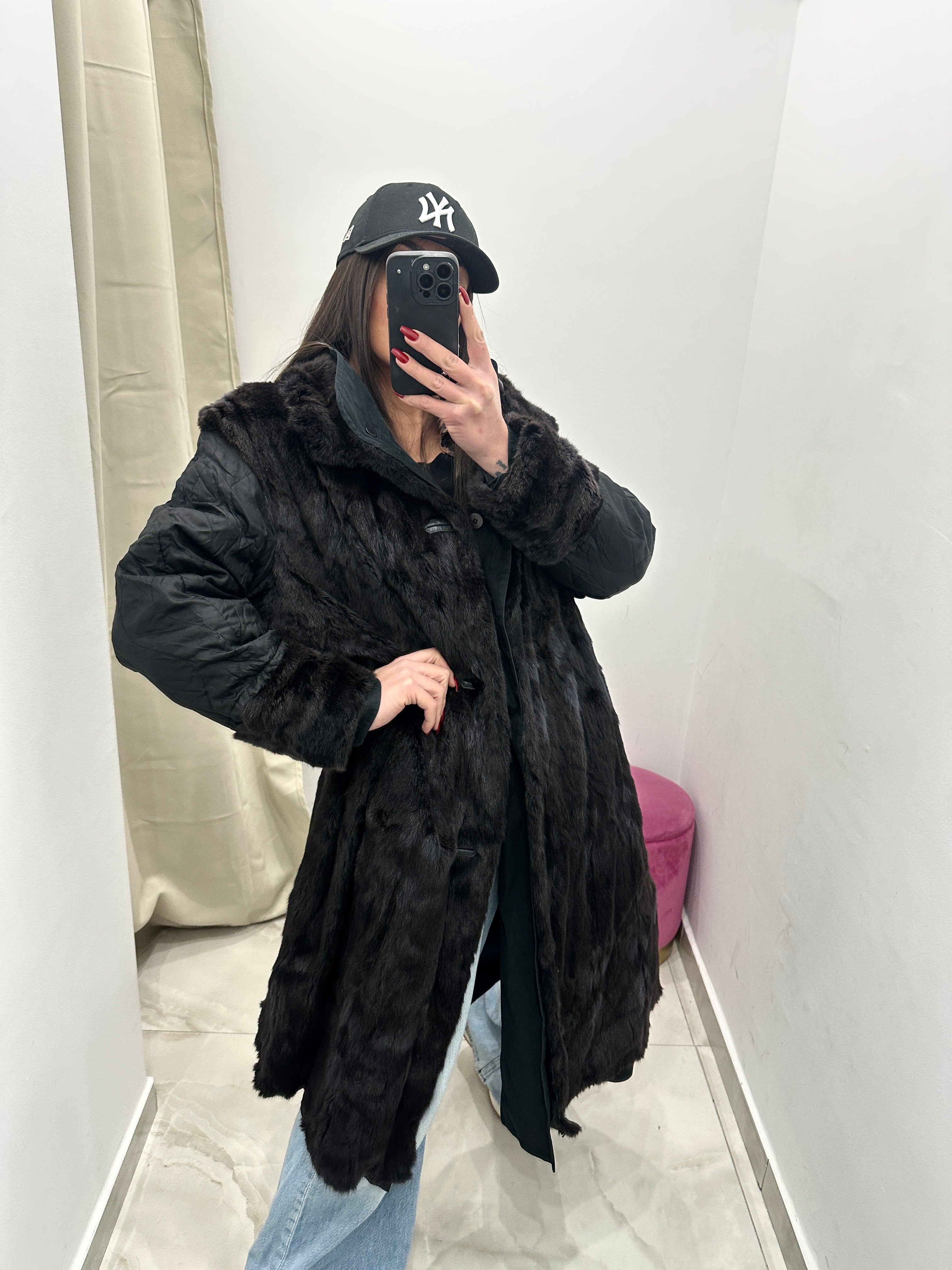 Pelliccia vera vintage nera