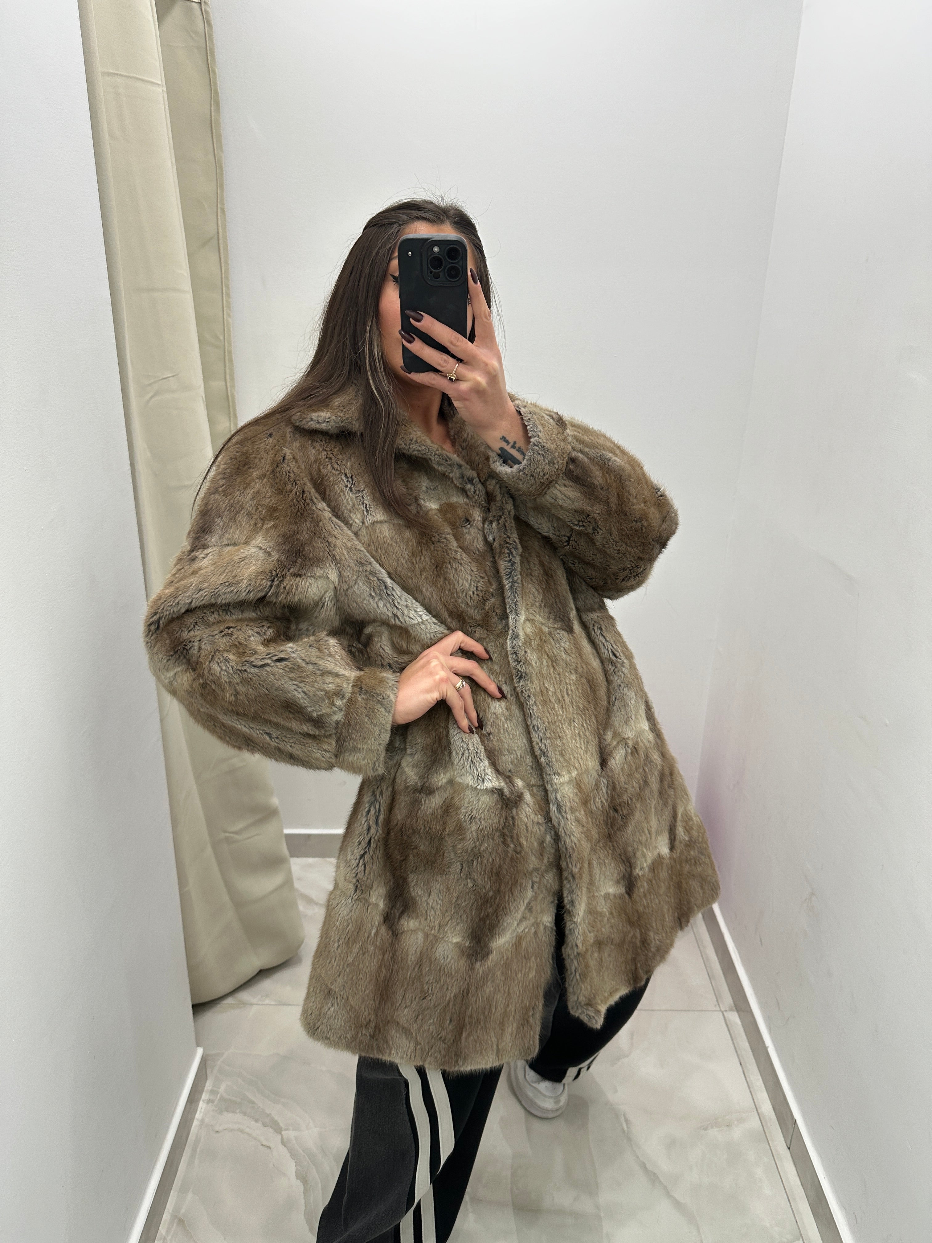 Pelliccia vera vintage beige sfumato