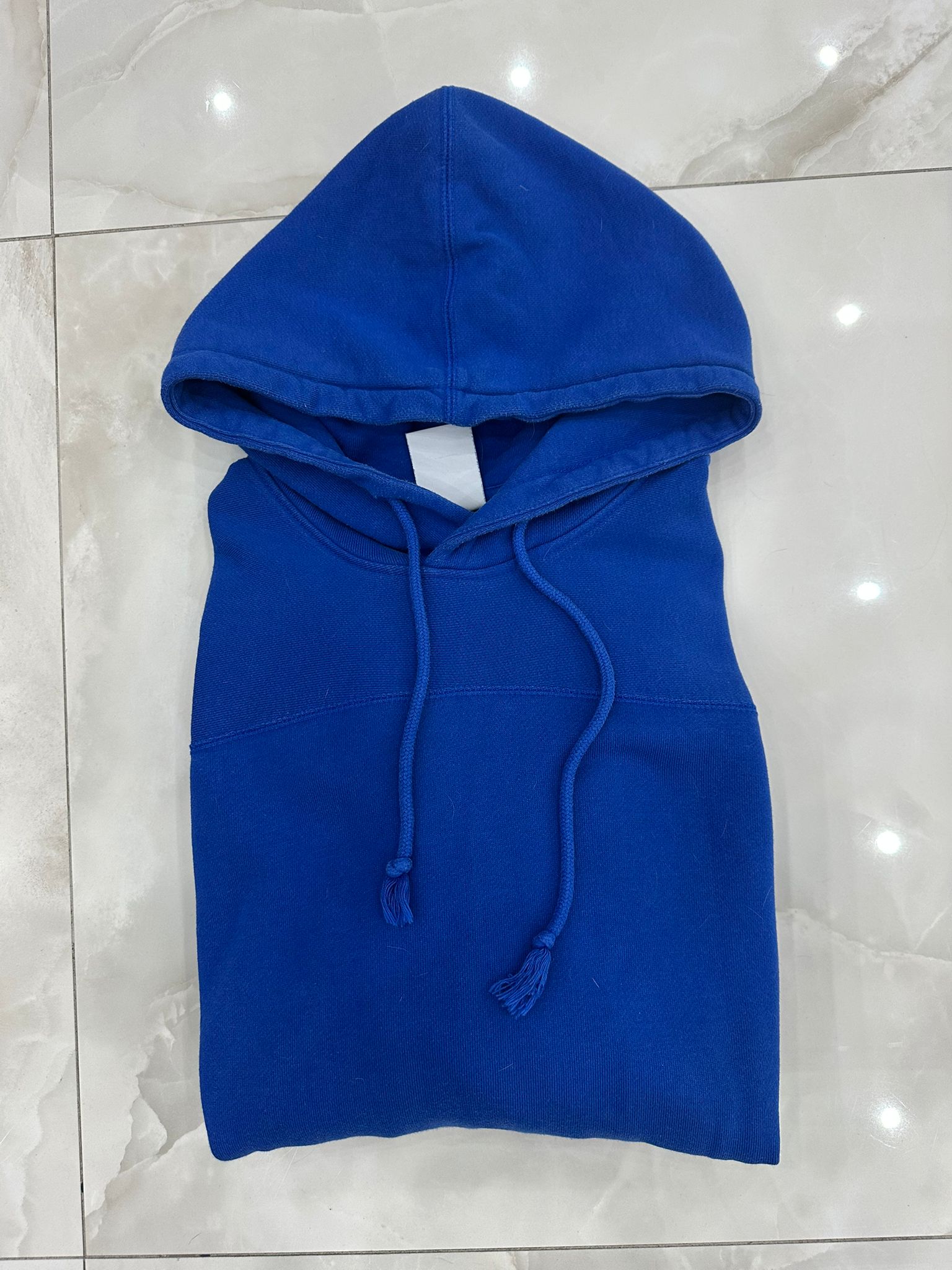 Felpa vintage blu elettrico con cappuccio