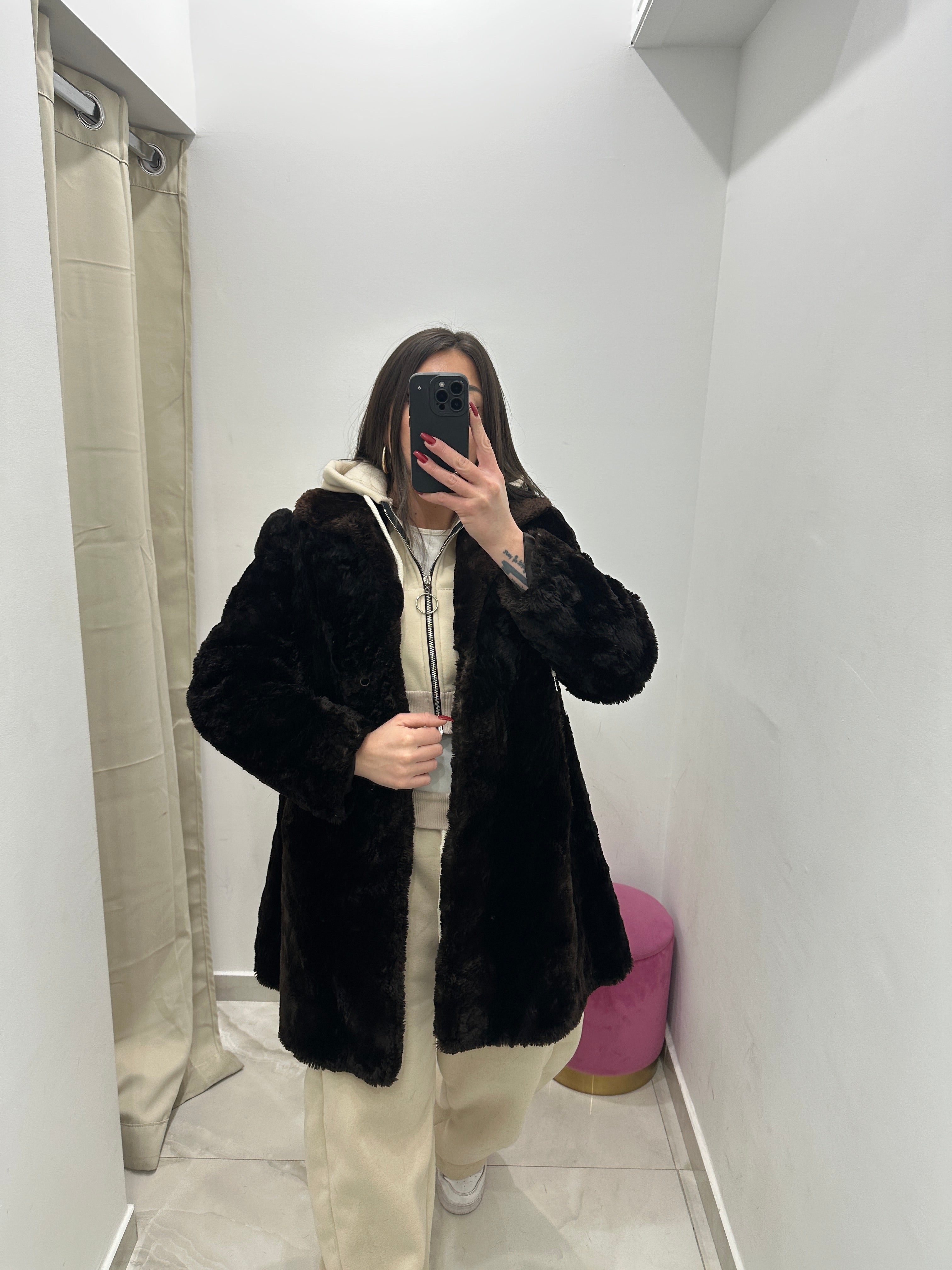 Pelliccia vera vintage marrone scuro