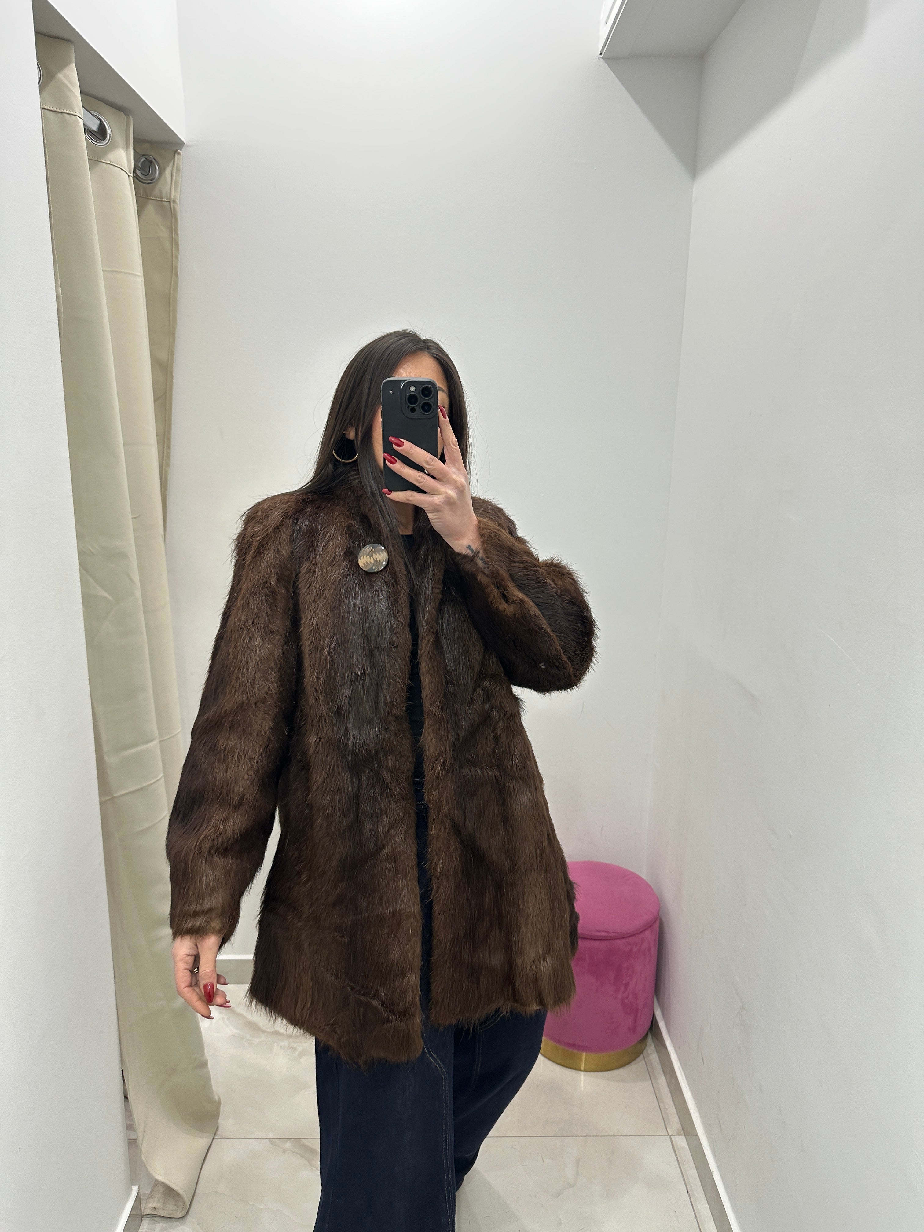 Pelliccia vera vintage marrone