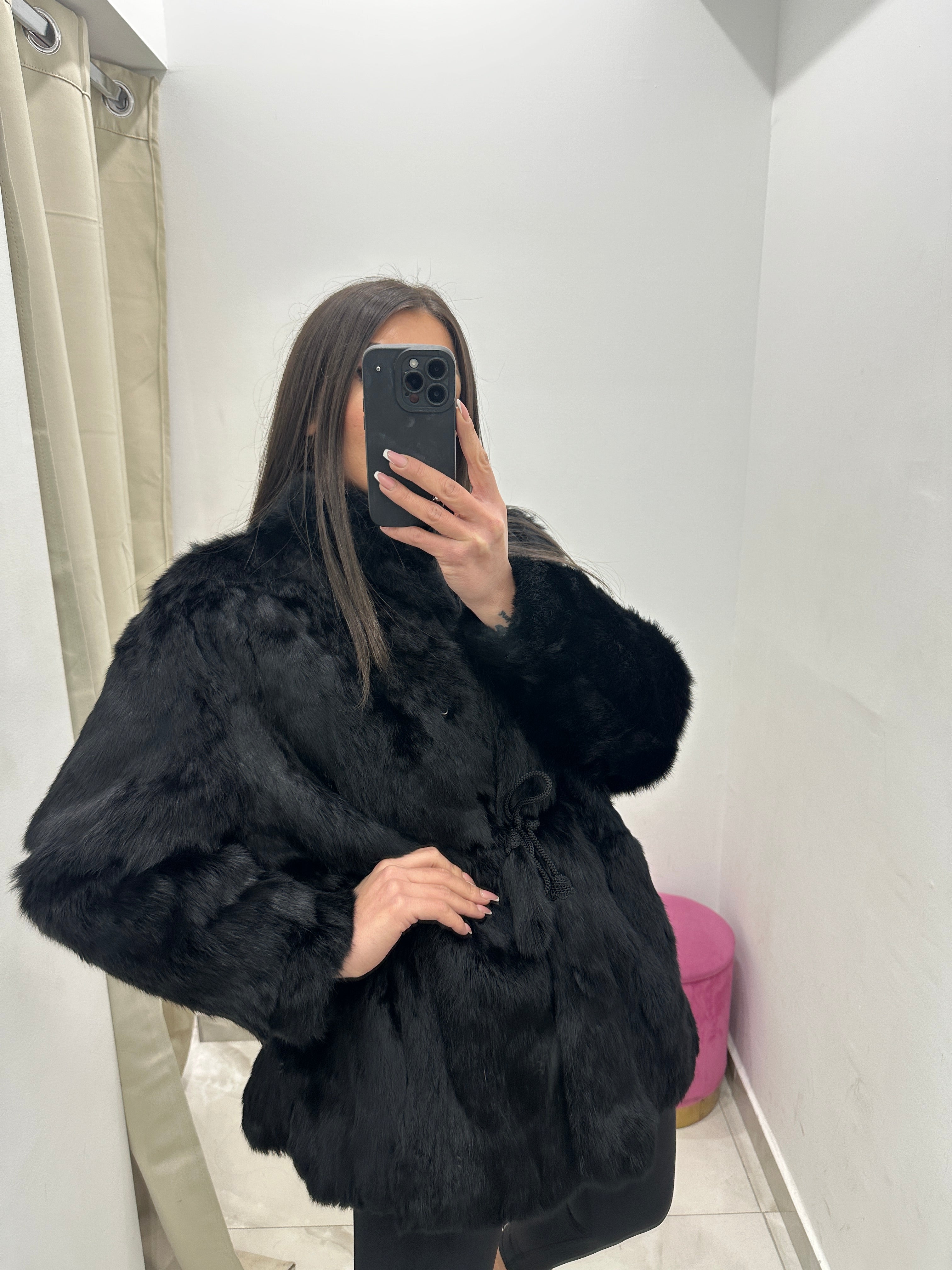 Pelliccia vera vintage nera