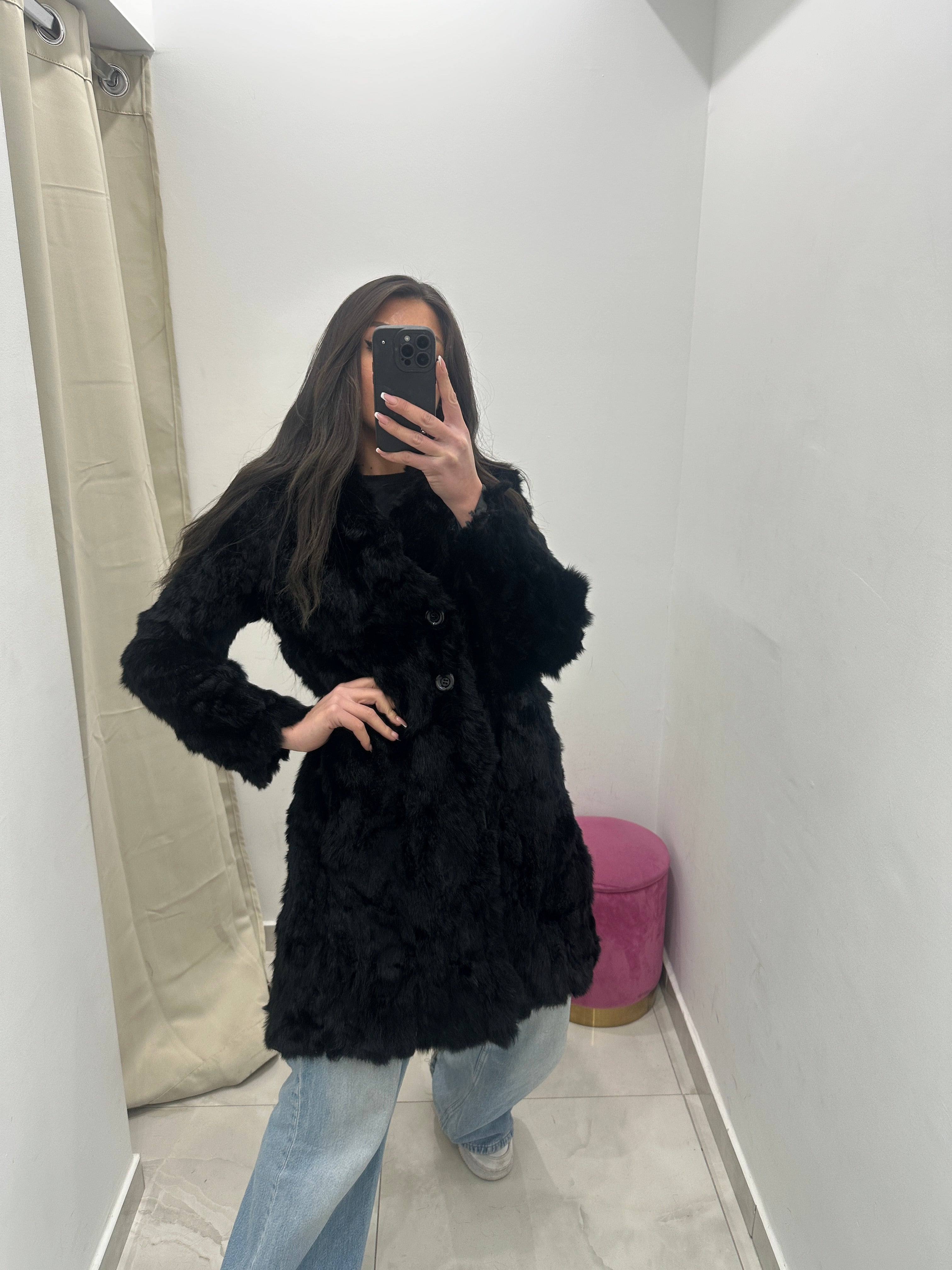 Pelliccia vera vintage nera