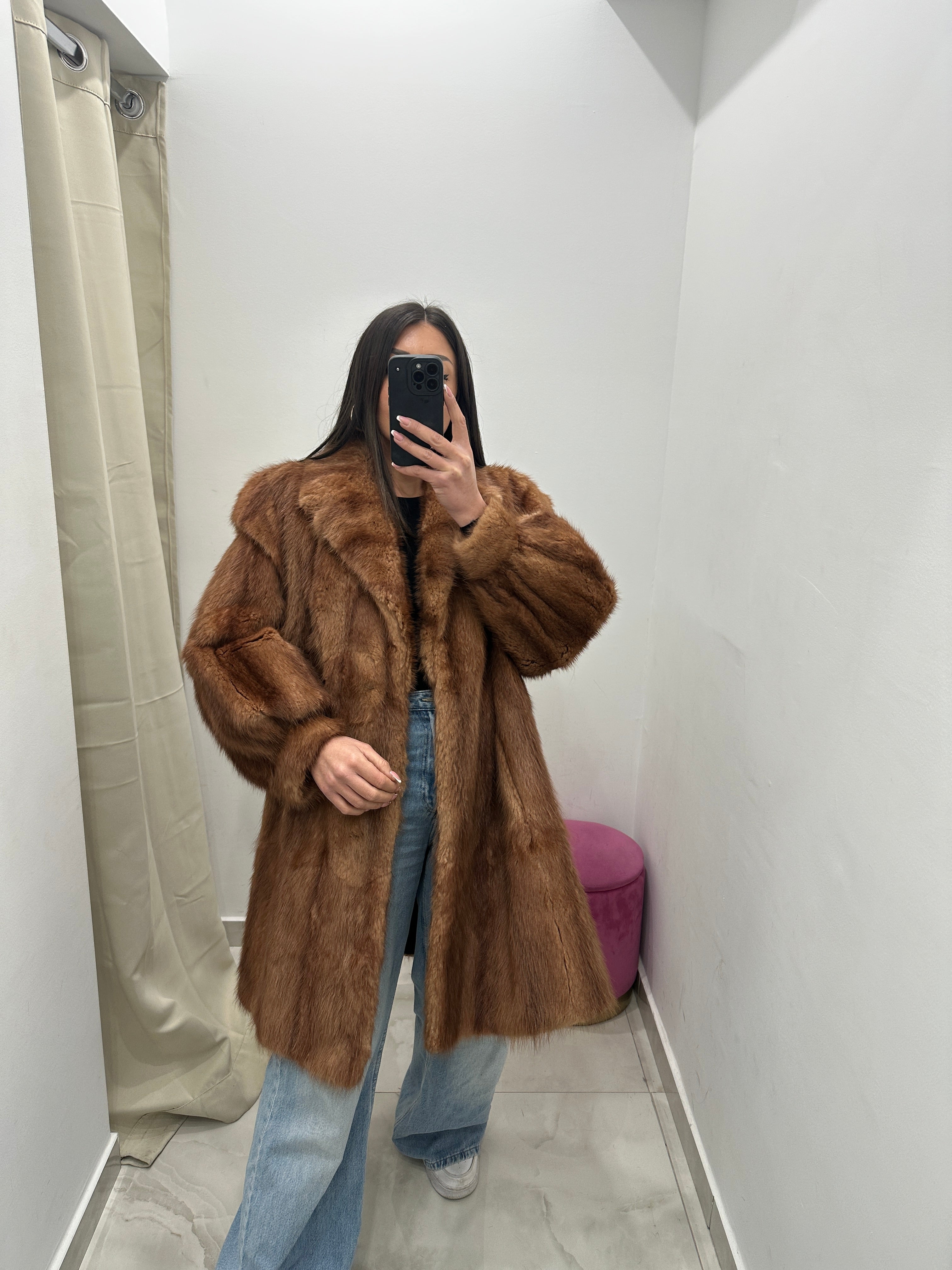 Pelliccia vera vintage miele